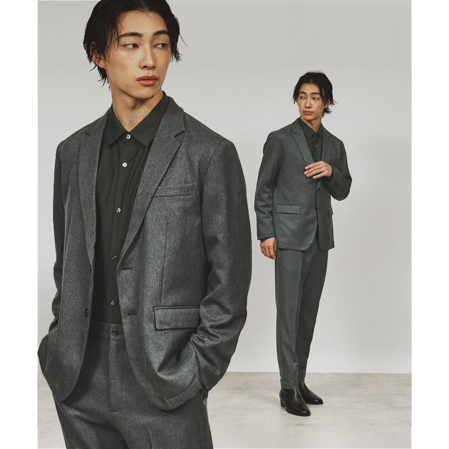 tk.TAKEO KIKUCHI「【上下2点セット】エステルサージセットアップ／ビジネス対応可」|スーツ|チャコールグレー(7