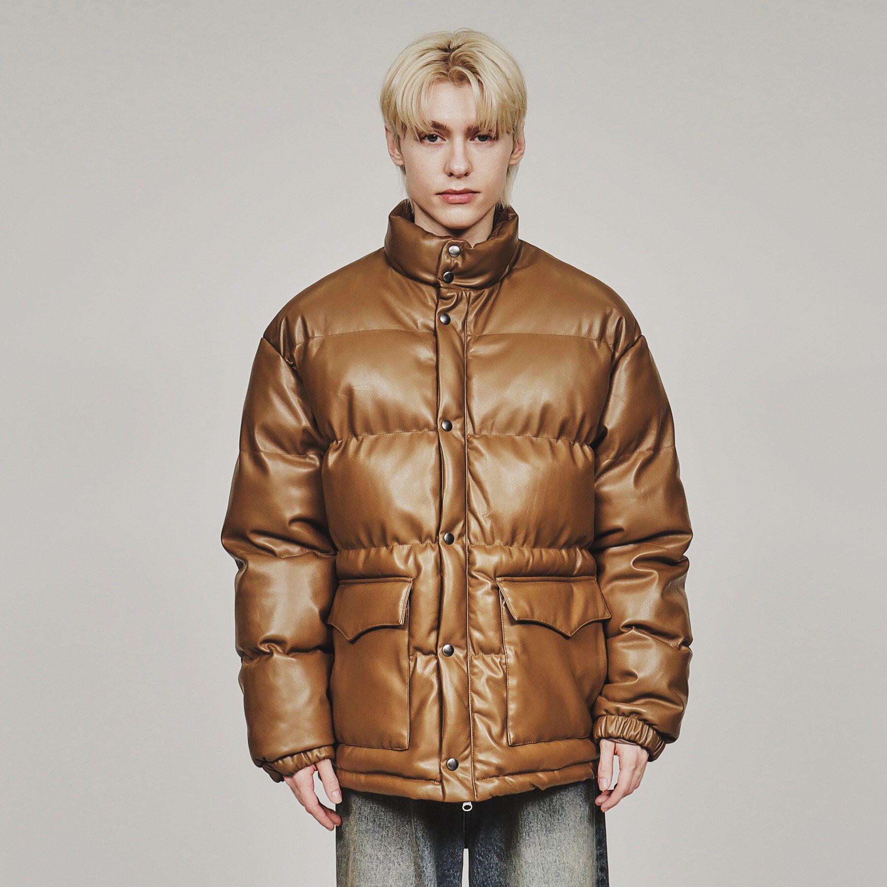 tk.TAKEO KIKUCHI「レザー調パテッドジャケット」|ブルゾン・スタジャン|