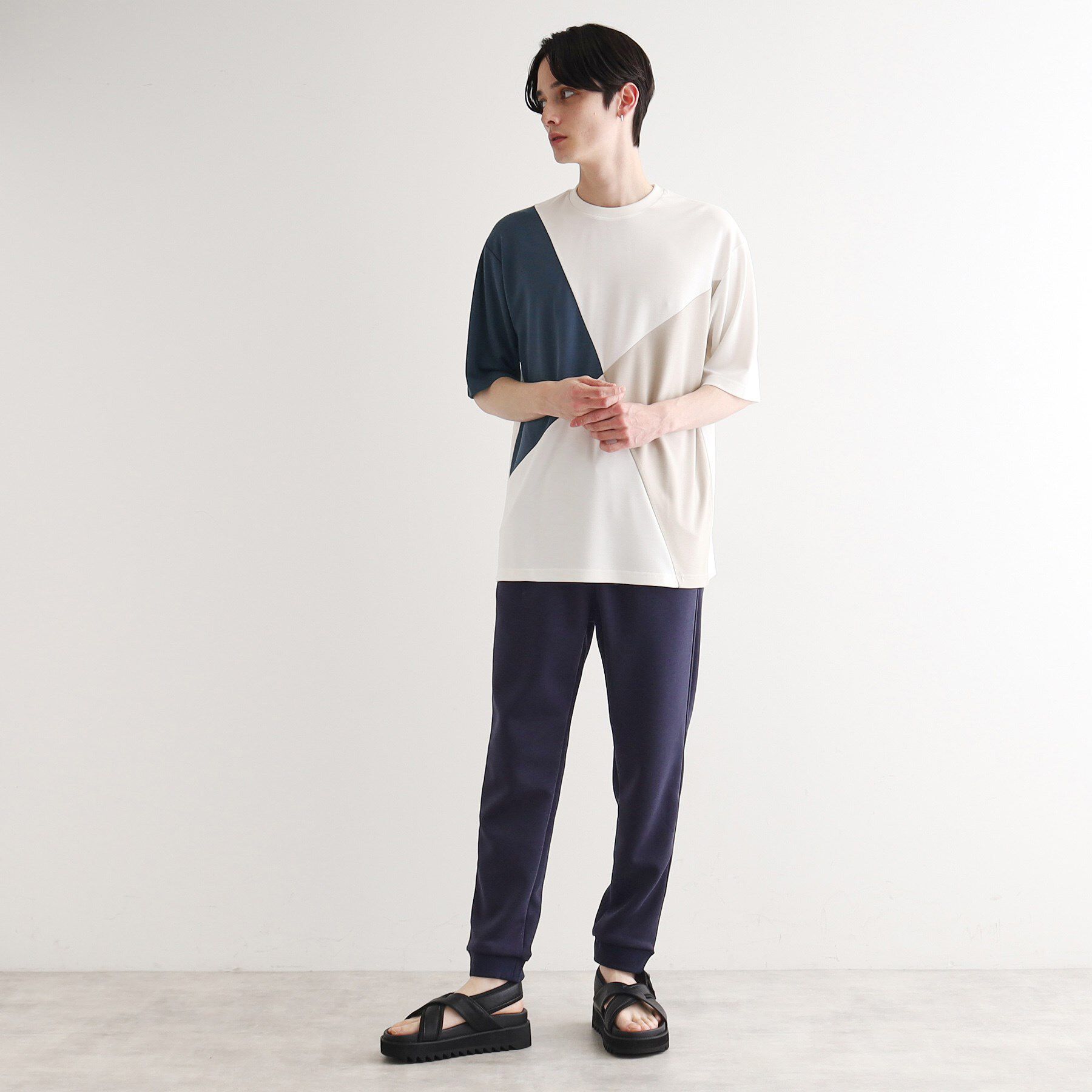 tk.TAKEO KIKUCHI「【UV、接触冷感】ナナメ切替アソートTシャツ」|Tシャツ・カットソー|