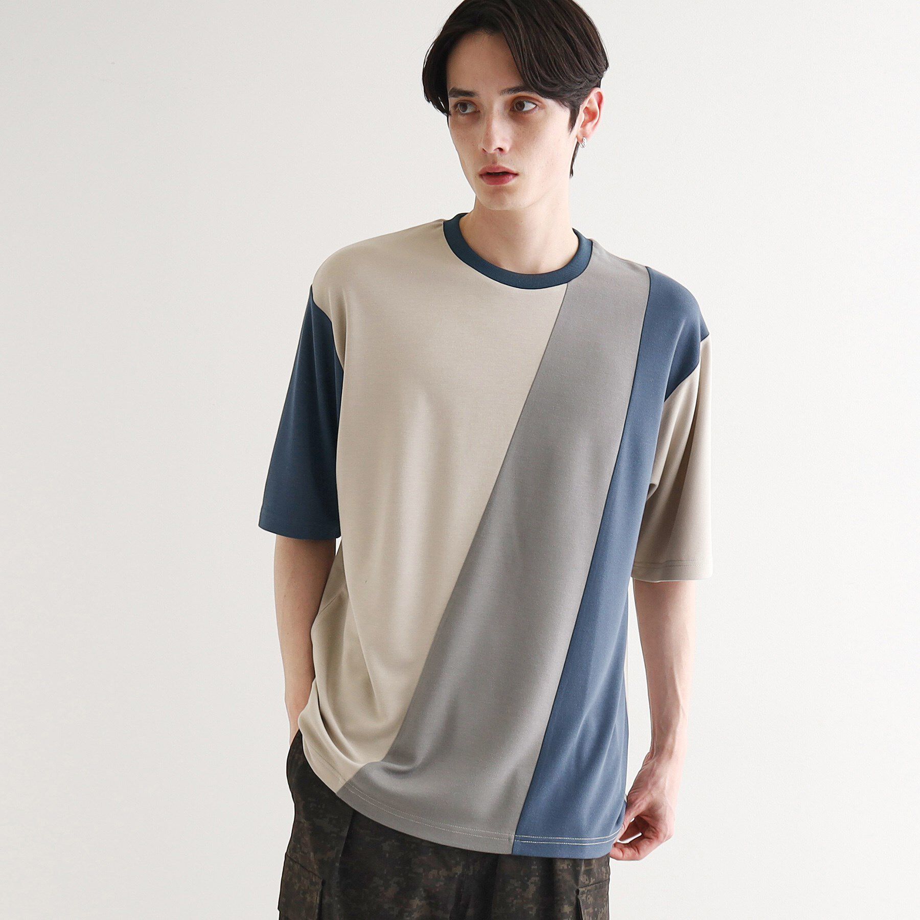tk.TAKEO KIKUCHI「【UV、接触冷感】ナナメ切替アソートTシャツ」|Tシャツ・カットソー|