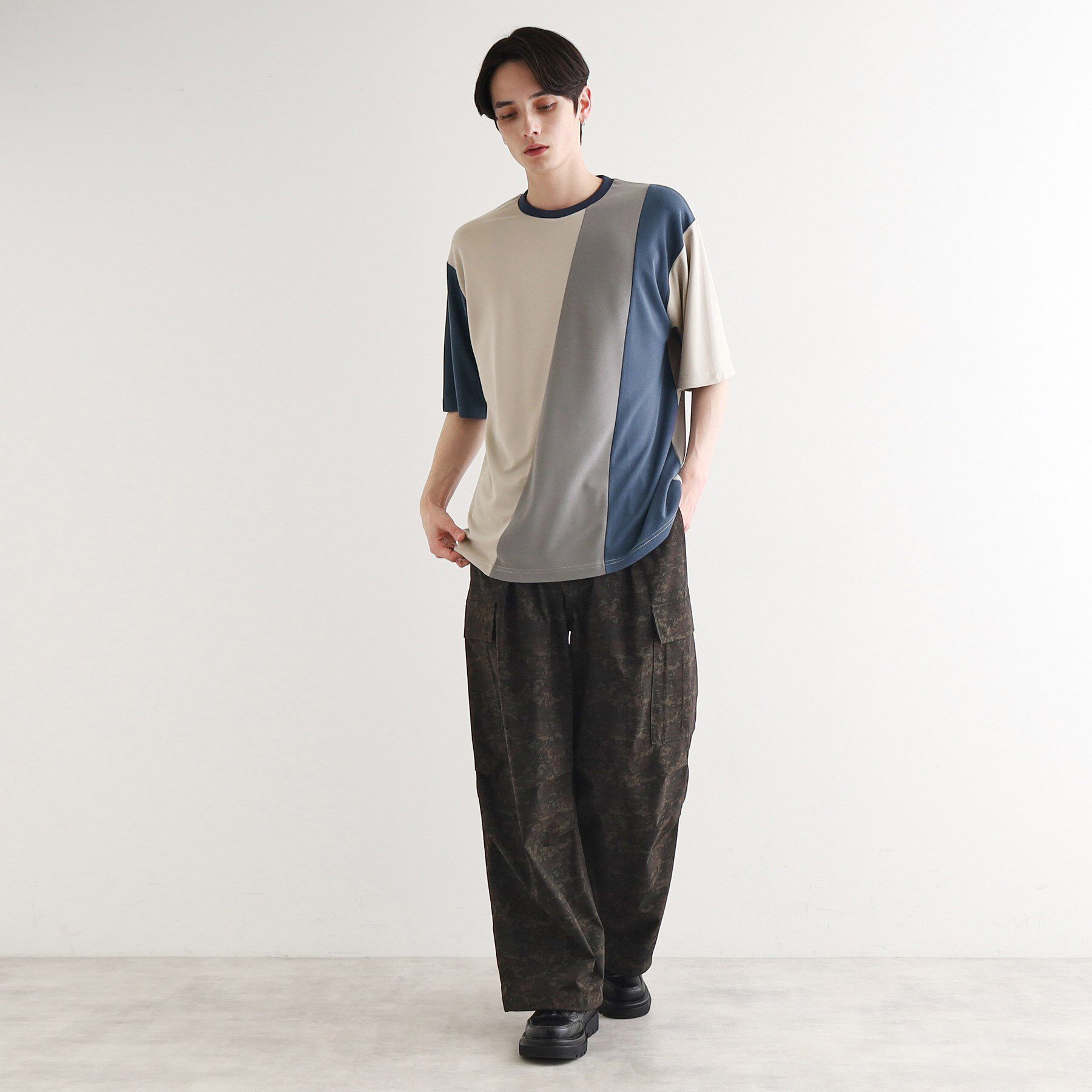 tk.TAKEO KIKUCHI「【UV、接触冷感】ナナメ切替アソートTシャツ」|Tシャツ・カットソー|