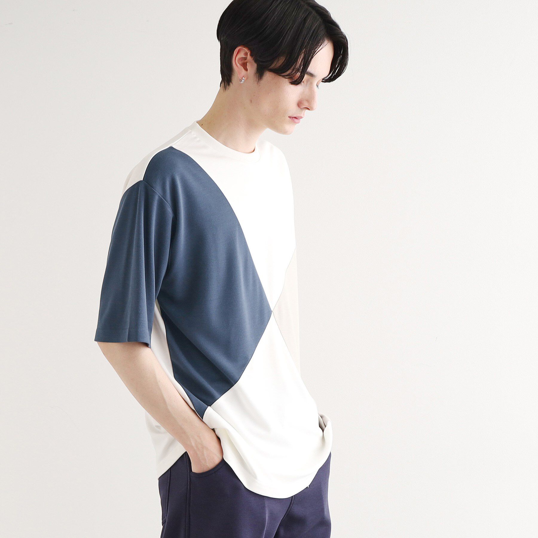 tk.TAKEO KIKUCHI「【UV、接触冷感】ナナメ切替アソートTシャツ」|Tシャツ・カットソー|