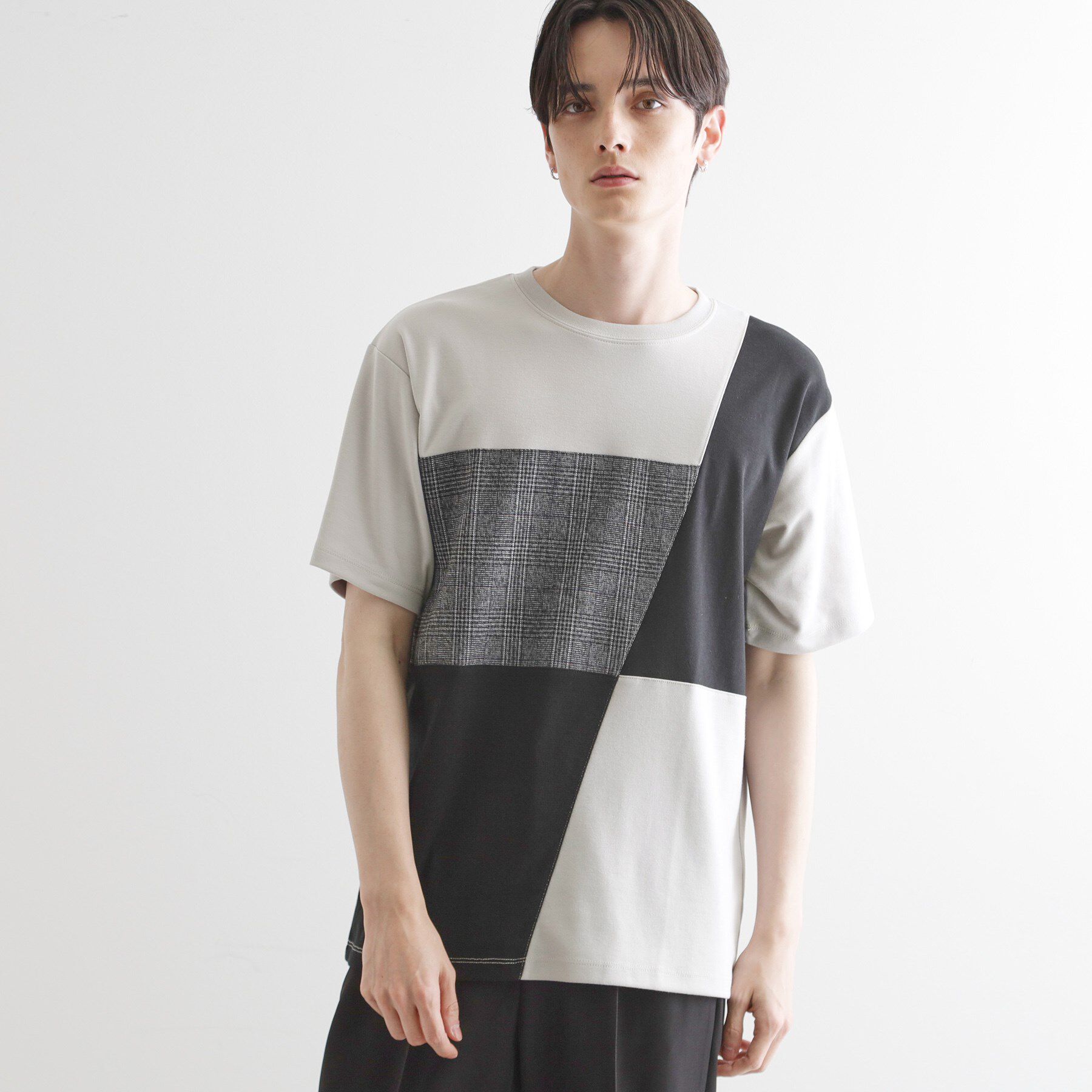 tk.TAKEO KIKUCHI「ブロック切替半袖Tシャツ」|Tシャツ・カットソー|ライトグレー(011
