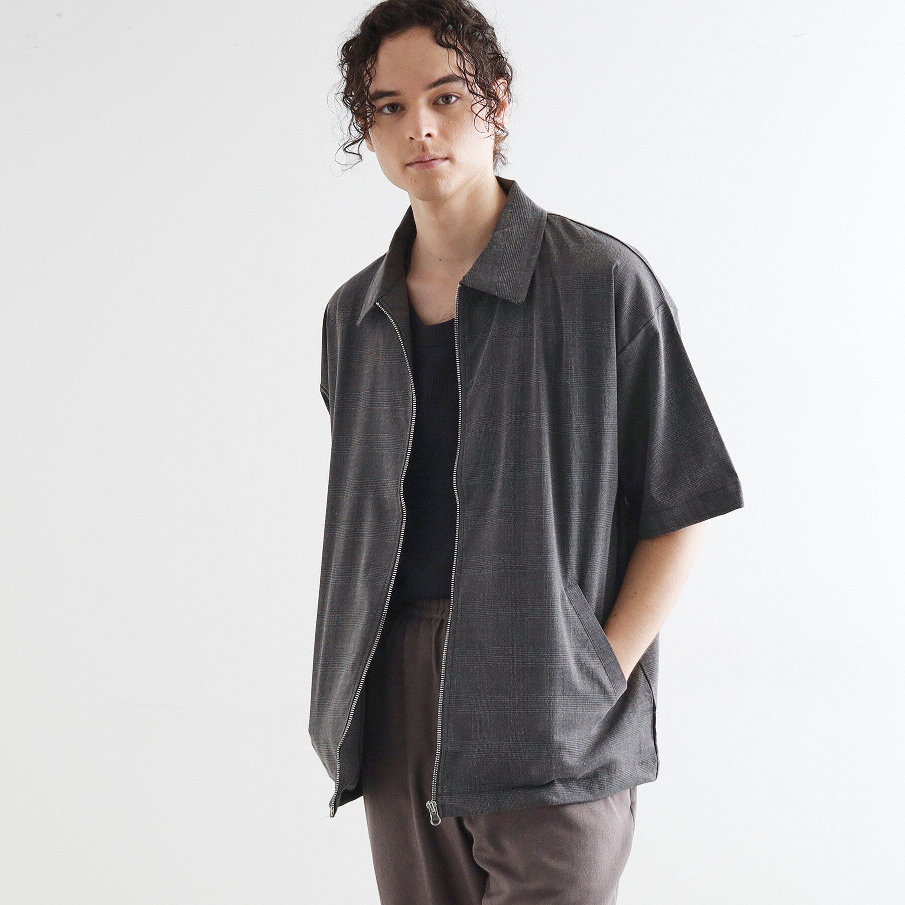 tk.TAKEO KIKUCHI「チェックシャツブルゾン」|シャツ・ブラウス|ブラック(219)