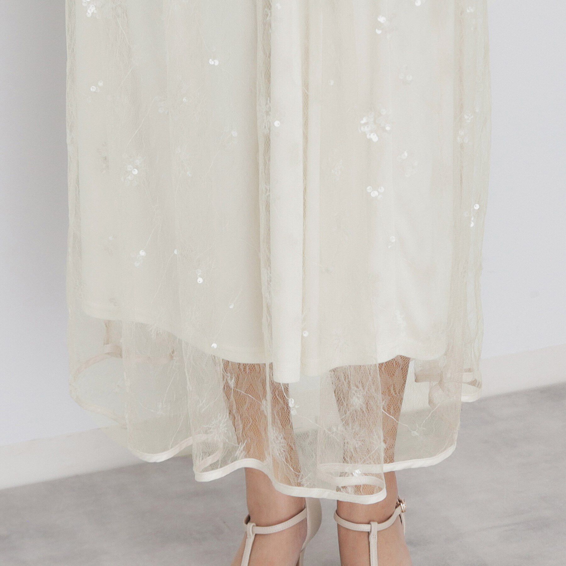 index「《美人百花掲載》スパンコールシアー刺繍スカート【洗濯機洗い可】」|スカート|