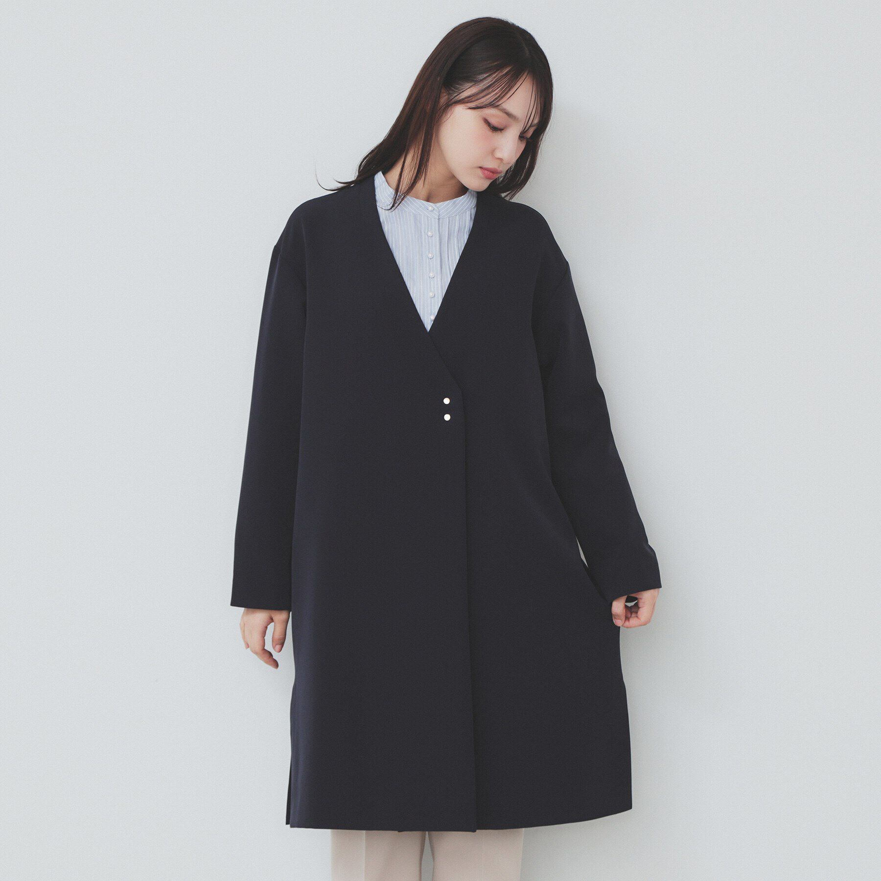 index「ストレッチノーカラーコート【洗濯機洗い可/イージーアイロン】」|ノーカラーコート|
