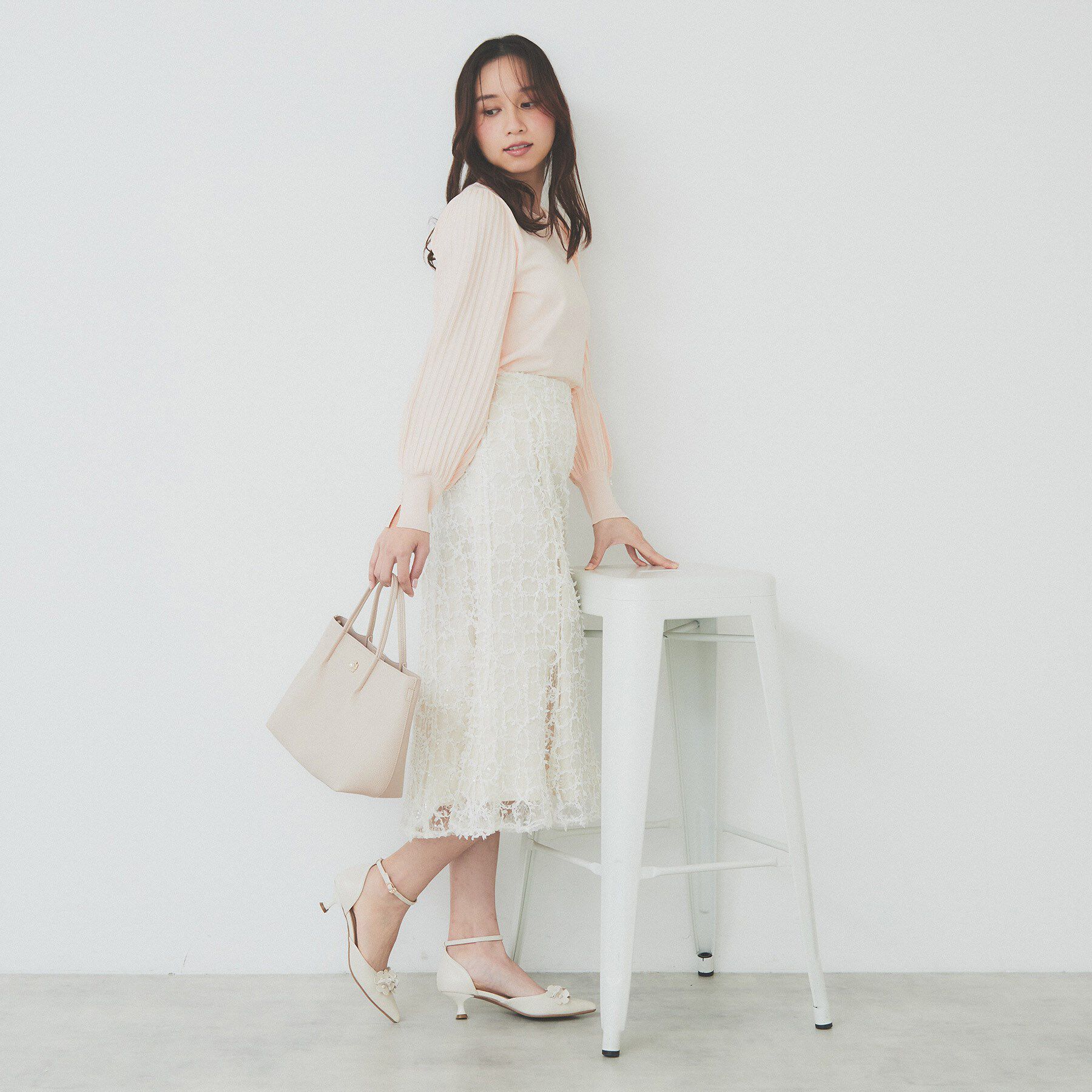 index「プリーツスリーブボートネックニット【洗濯機洗い可】」|ニット・セーター|