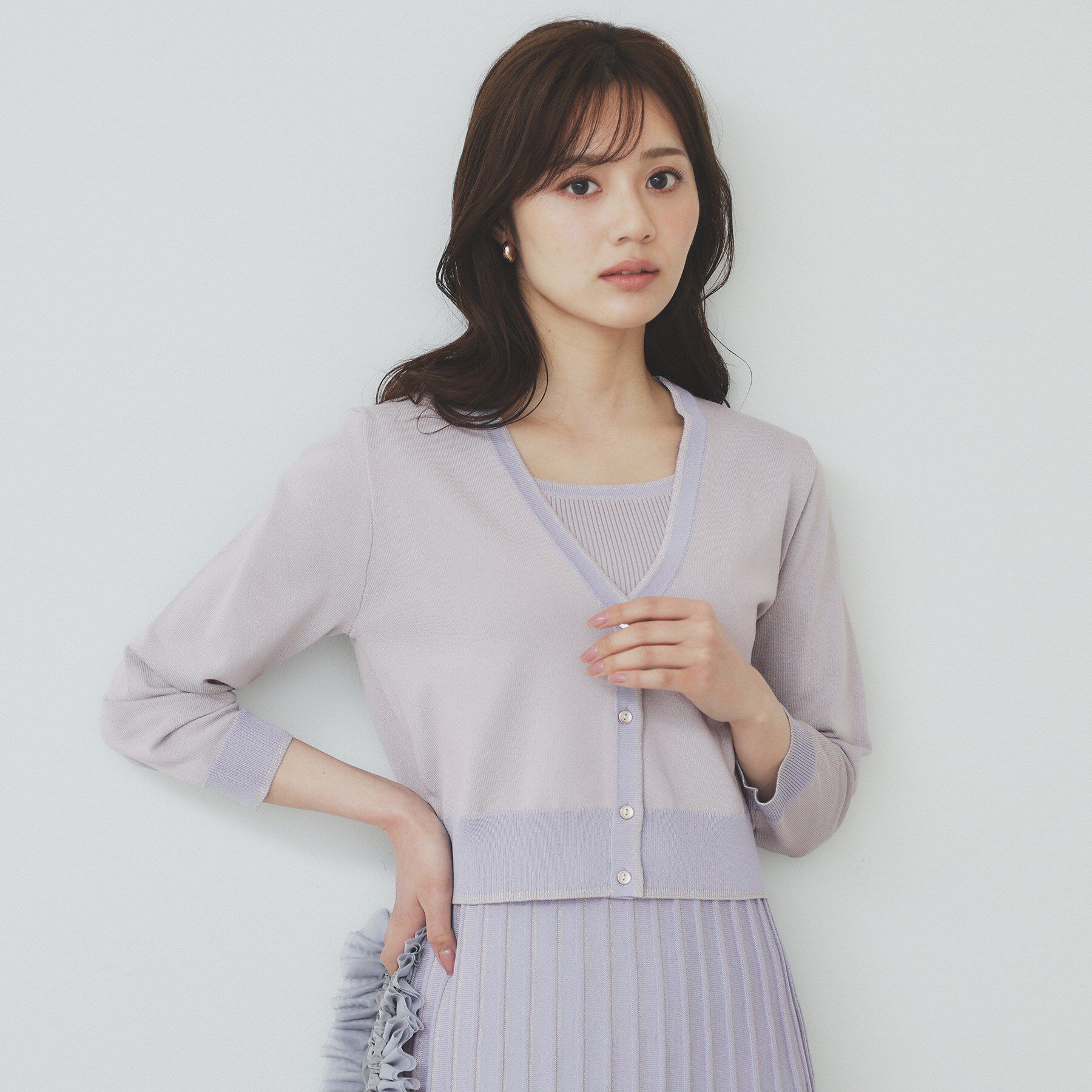 index「《ツインセット》カーディガン&times;バイカラーニットワンピース【洗濯機洗い可/抗ピル】」|スーツ|