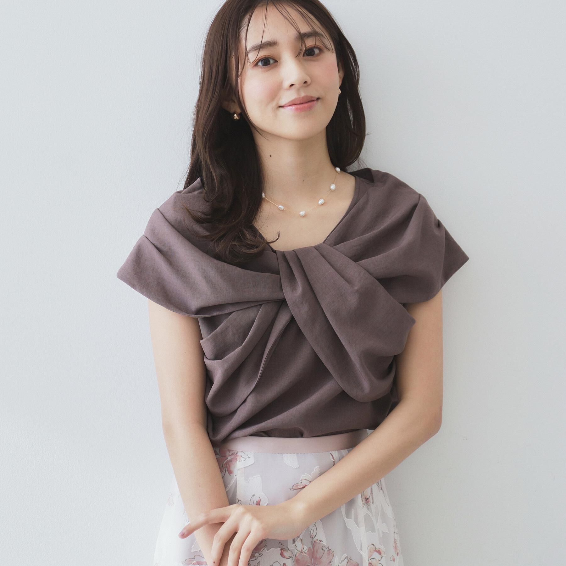 index「ビッグリボンショールブラウス【洗濯機洗い可/吸水速乾/防シワ/抗ピル/イージーアイロン】」|シャツ・ブラウス|