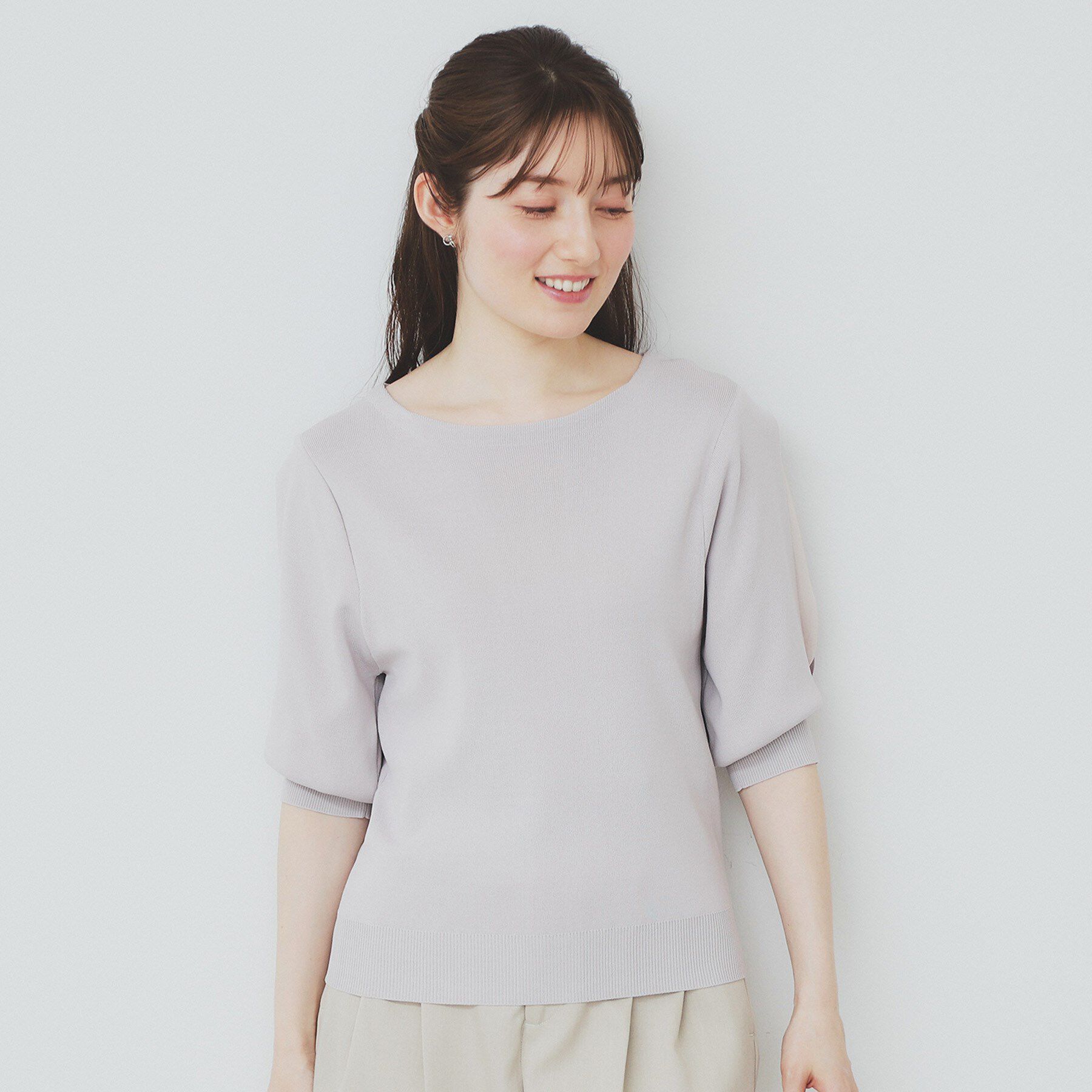 index「《6色展開/XS-LLサイズ》ドライタッチ デザインスリーブニット【洗濯機洗い可/接触冷感/抗ピル】」|ニット・セーター|