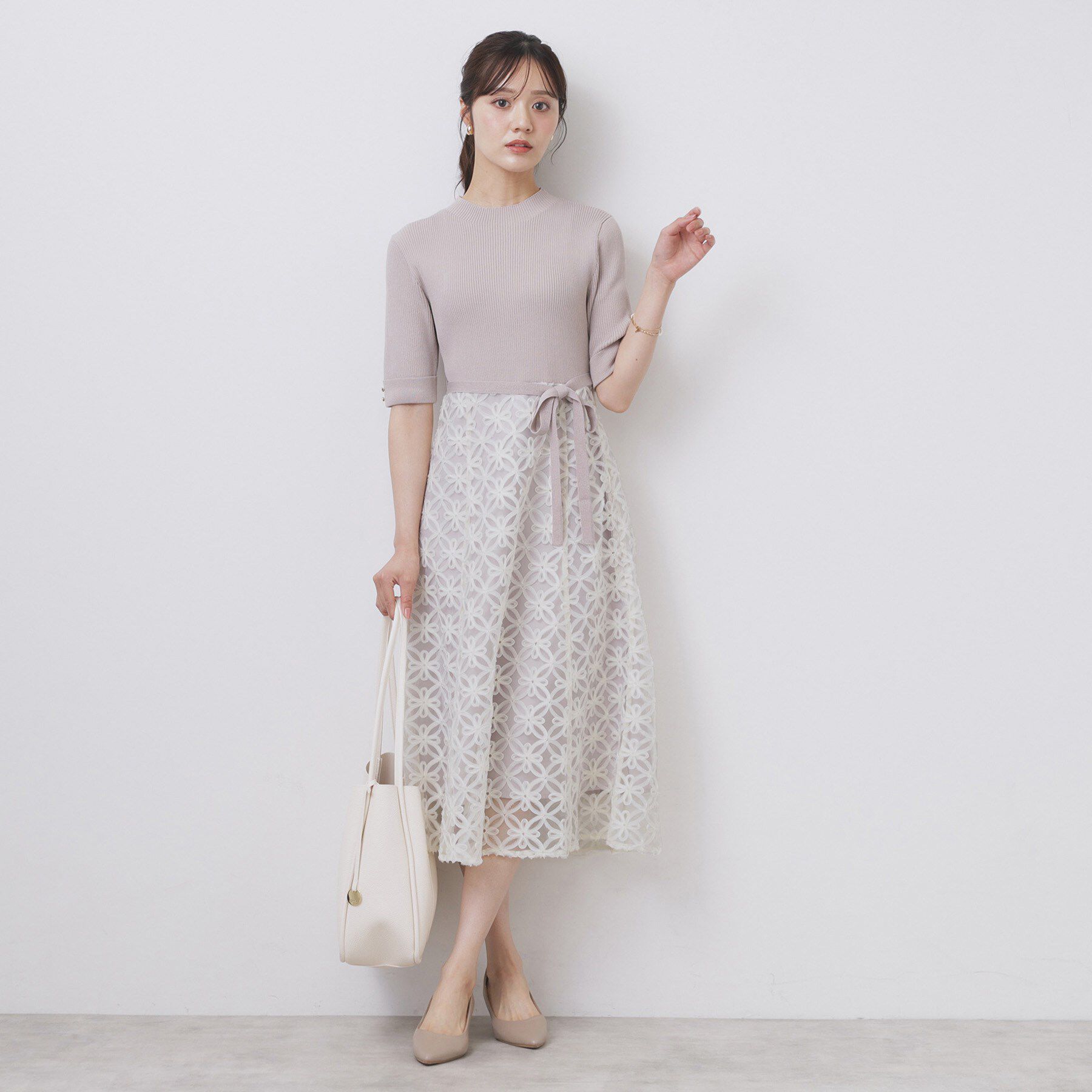 index「フラワーレースドッキングワンピース【洗える/抗ピル】」|ワンピース|