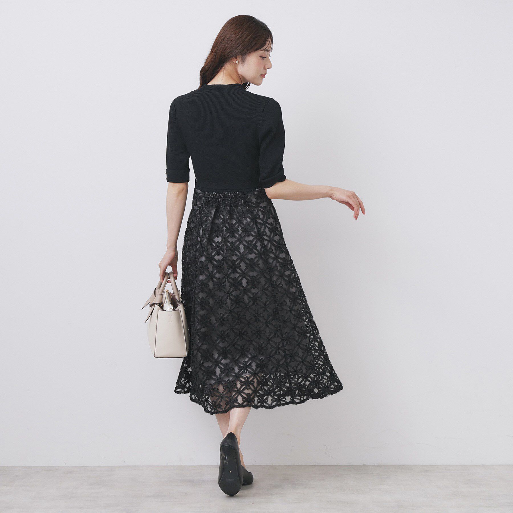 index「フラワーレースドッキングワンピース【洗える/抗ピル】」|ワンピース|