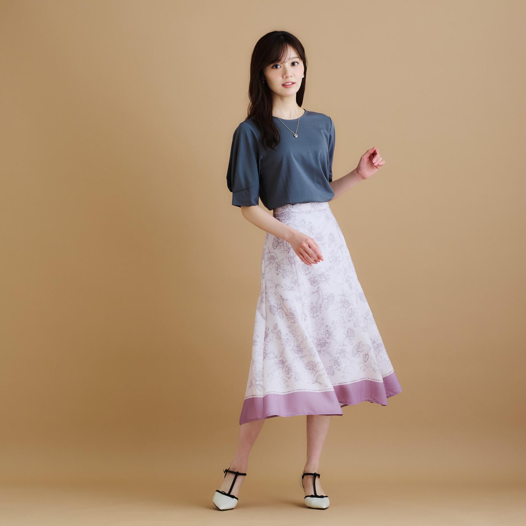 index「パネルフラワープリントフレアスカート【洗濯機洗い可/イージーアイロン】」|スカート|