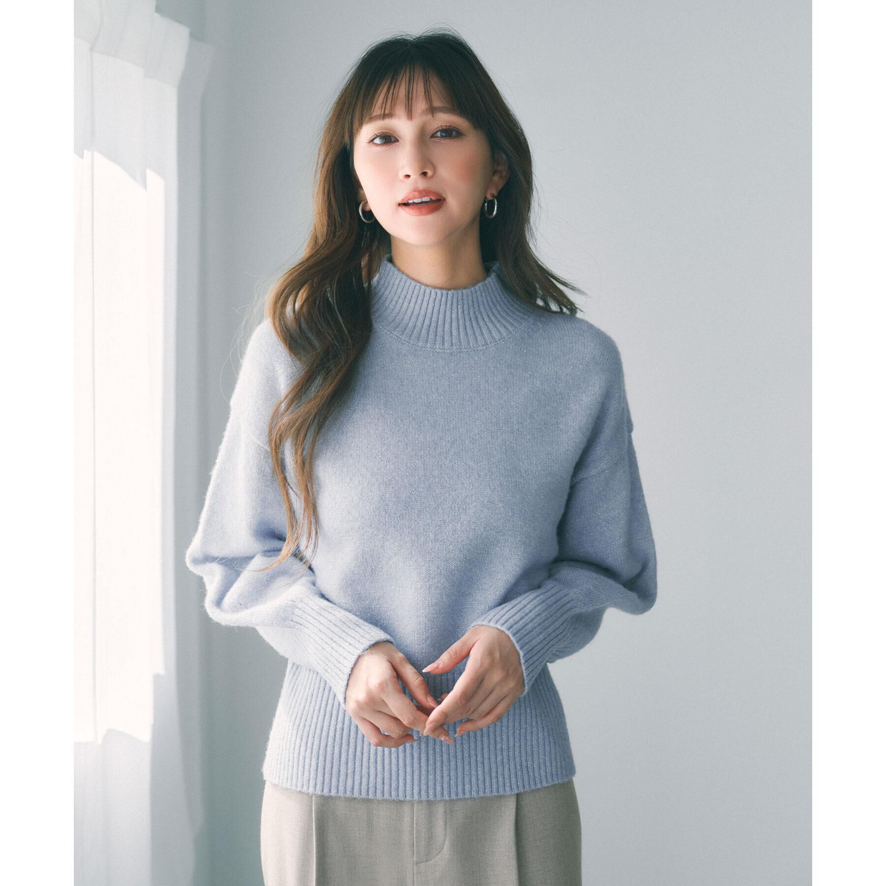 index「選べる2丈 ハイネックカラーミックスラメニット【洗濯機OK】」|ニット・セーター|