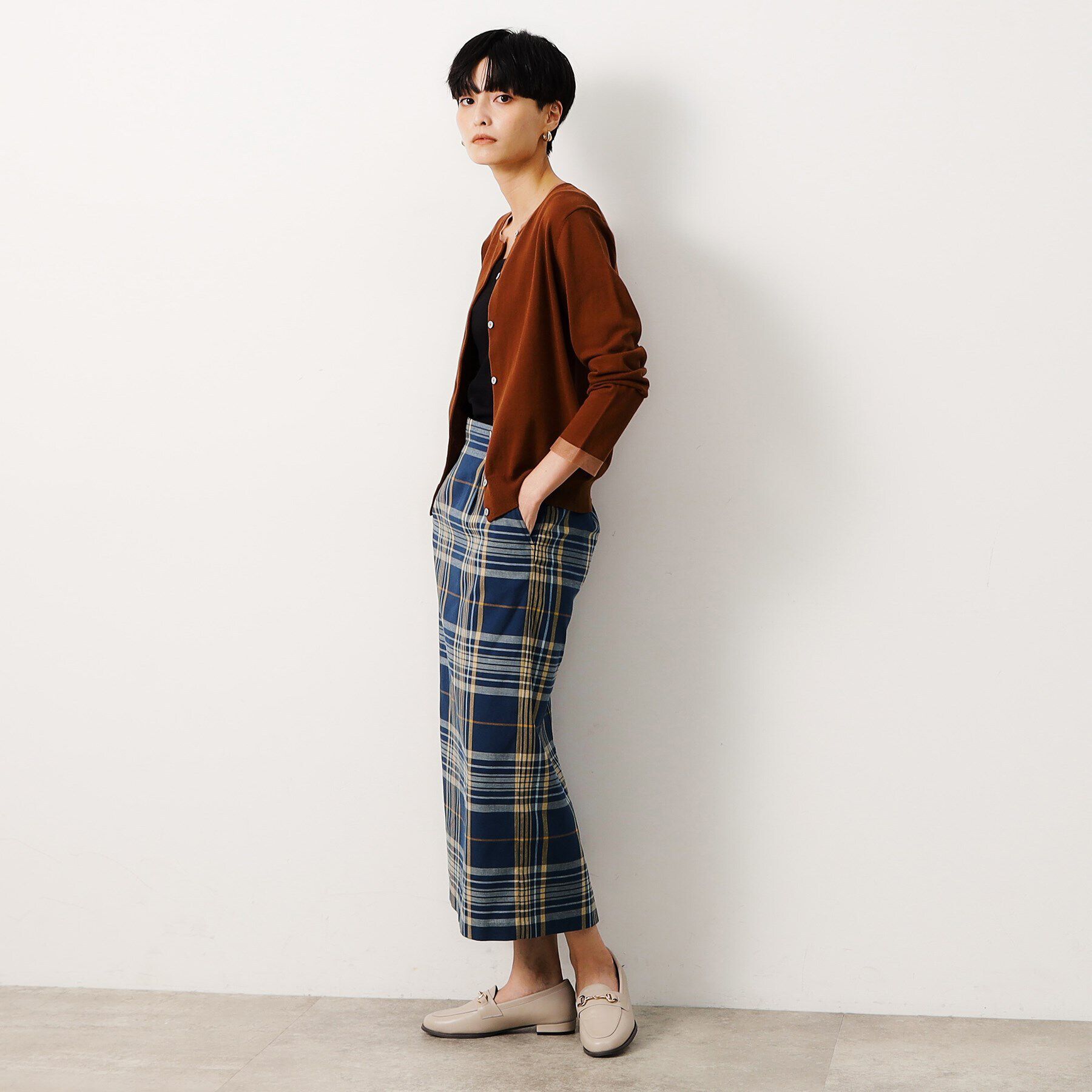 OPAQUE.CLIP「《美人百花掲載》マドラスチェックタイトスカート【洗濯機洗い可】」|スカート|