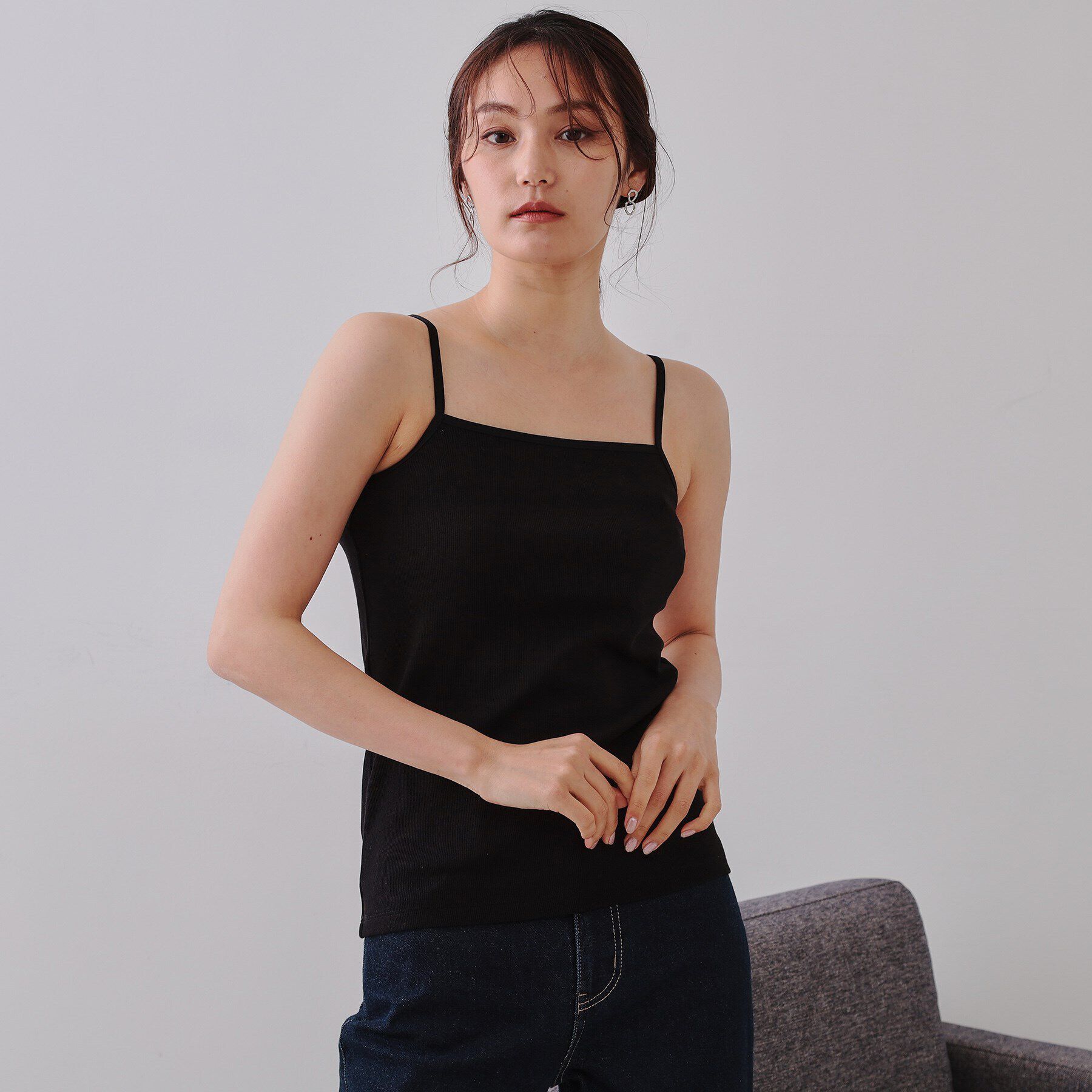 OPAQUE.CLIP「コットンリブキャミソール【洗濯機洗い可】」|キャミソール|