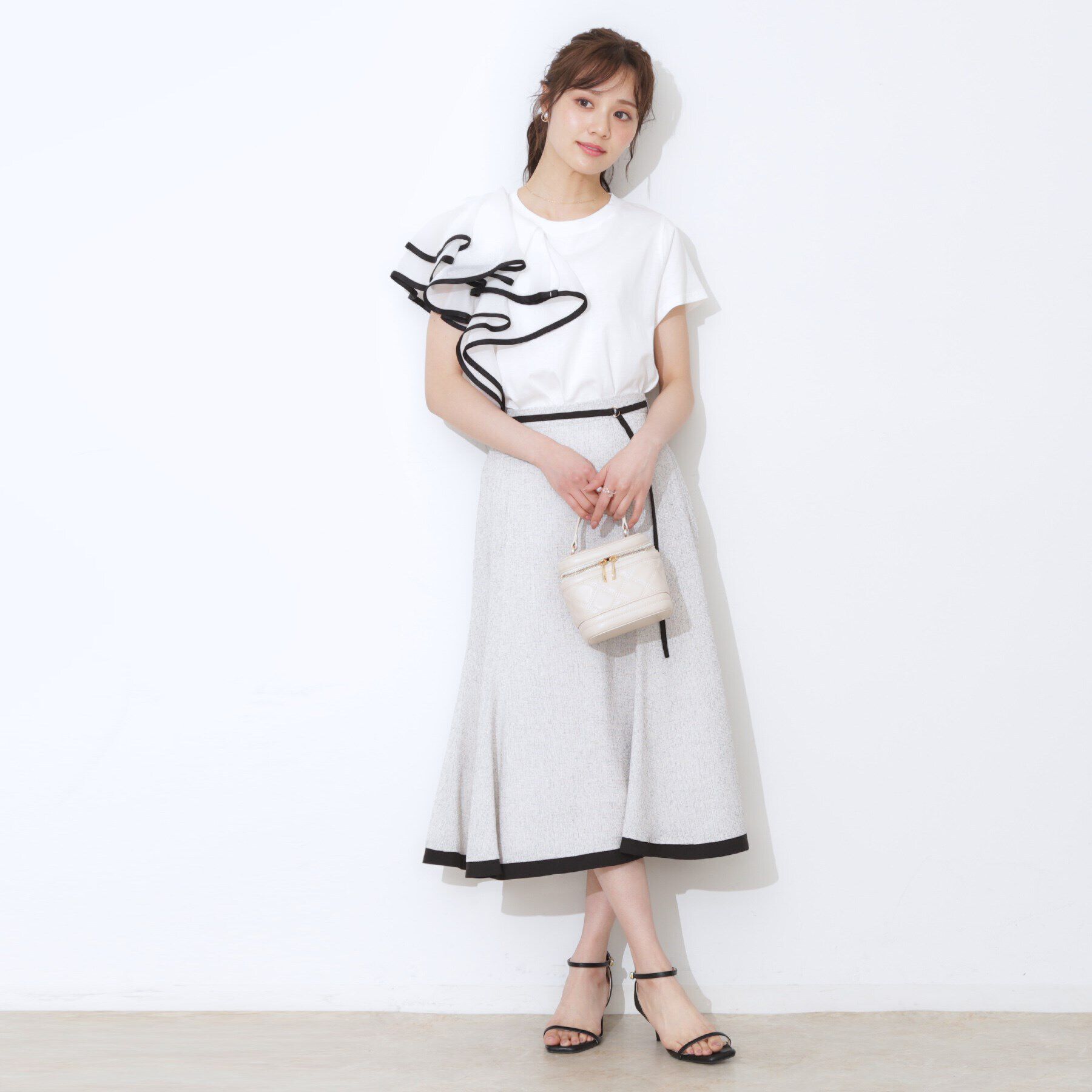 Couture broach「シルケットアシメデザインフリルT」|Tシャツ・カットソー|