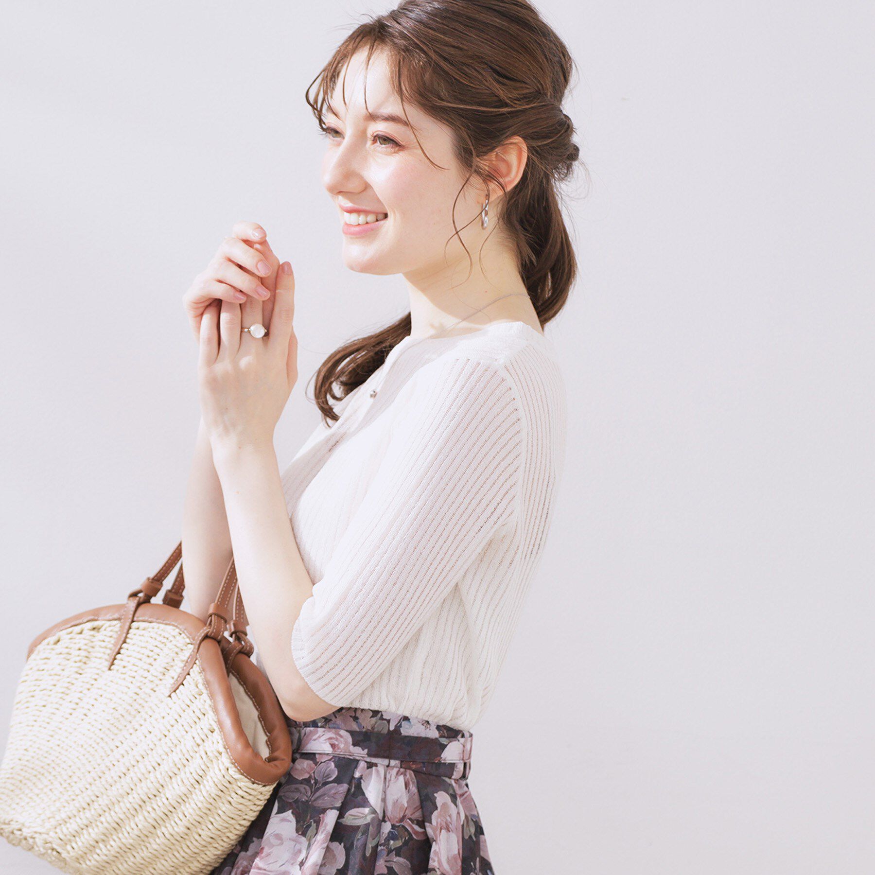 Couture broach「ラメリブ5分袖ニット」|ニット・セーター|