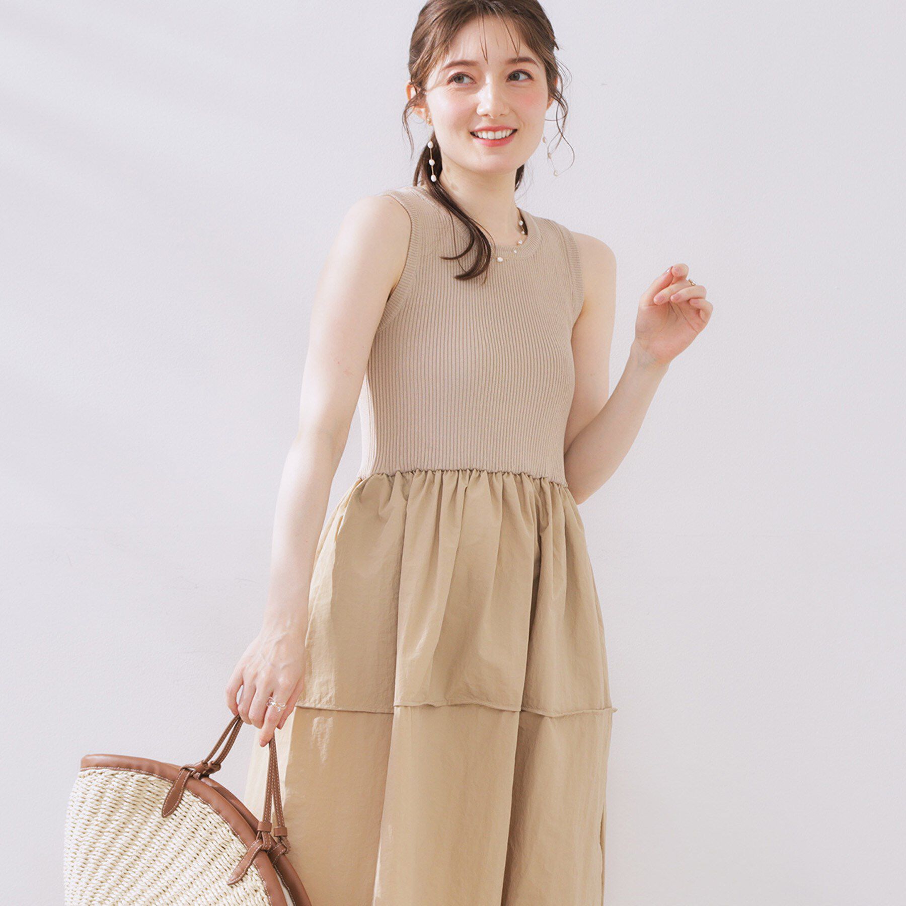 Couture broach「布帛ドッキングニットワンピース」|ワンピース|