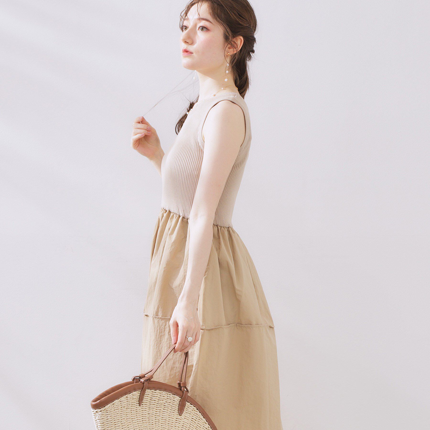 Couture broach「布帛ドッキングニットワンピース」|ワンピース|