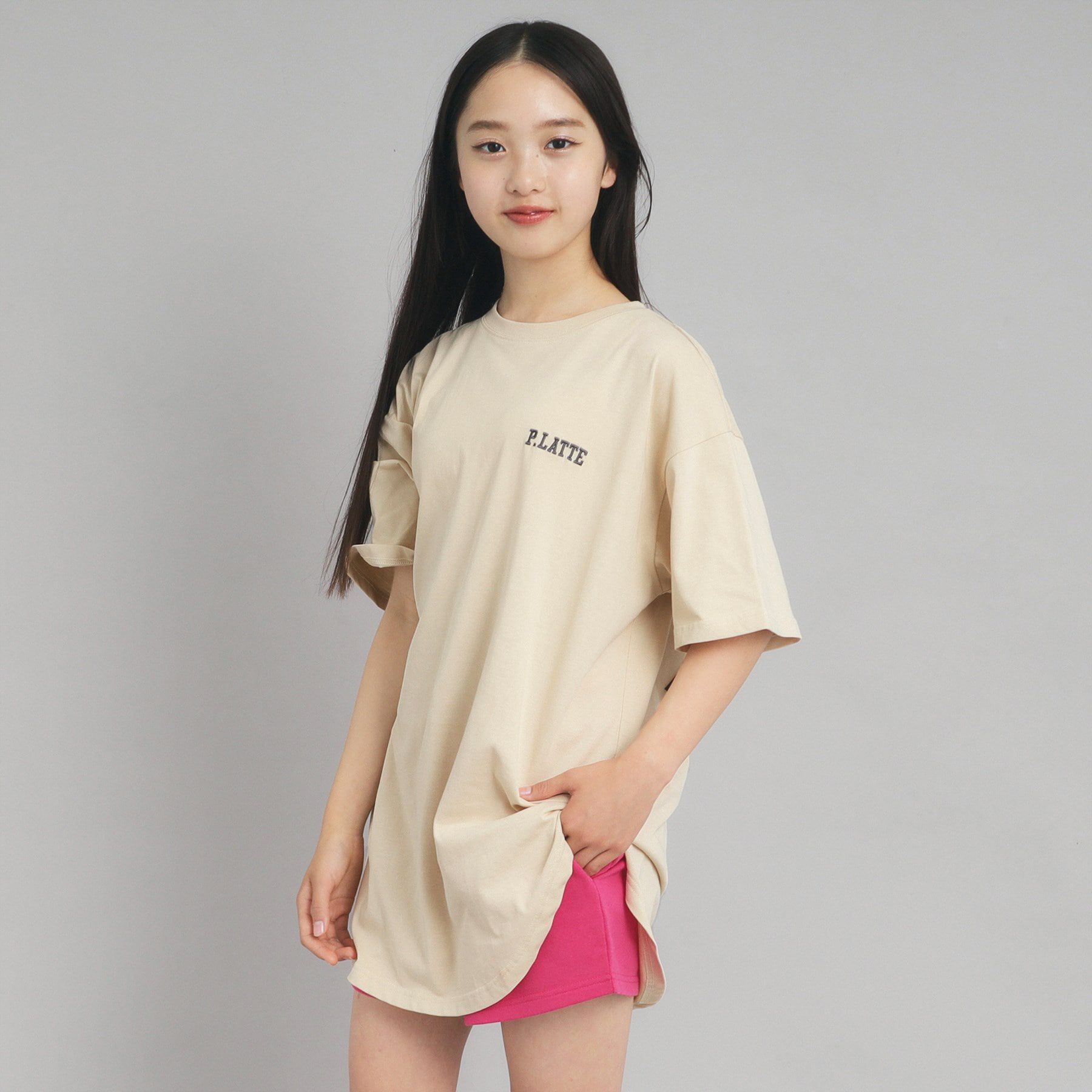 PINK-latte「【接触冷感/130cmあり】ピンクマテTシャツ」|Tシャツ・カットソー|