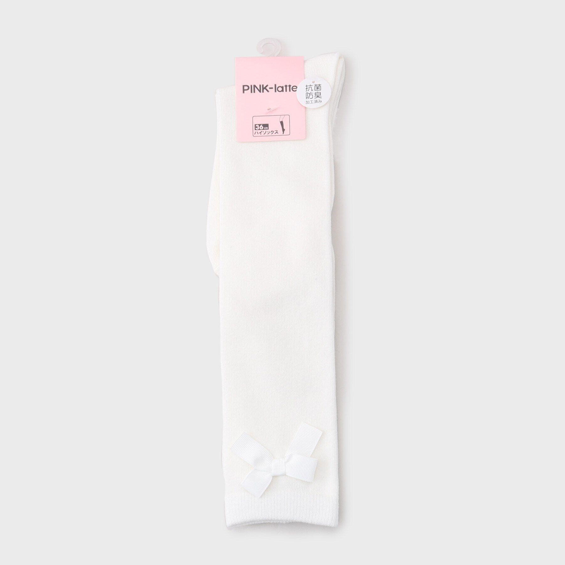 PINK-latte「36cmリボン付ハイソックス」|ソックス|オフホワイト(003
