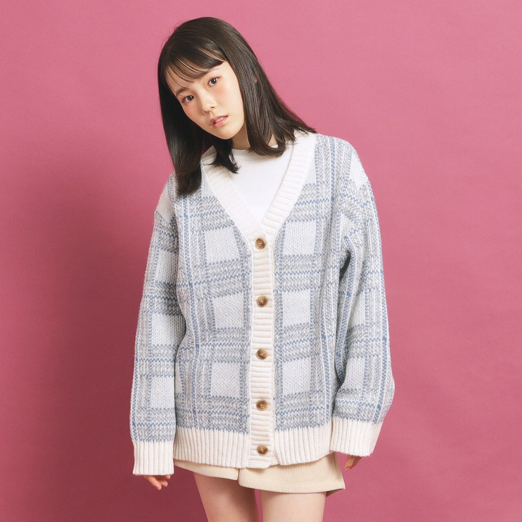 PINK-latte「モヘヤタッチニットカーディガン」|カーディガン|ｵﾌﾎﾜｲﾄ(203)