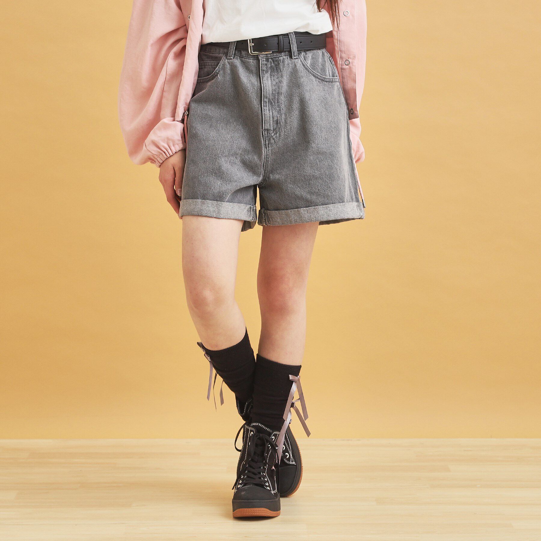 PINK-latte「ベルト付きショートパンツ」|キュロット|