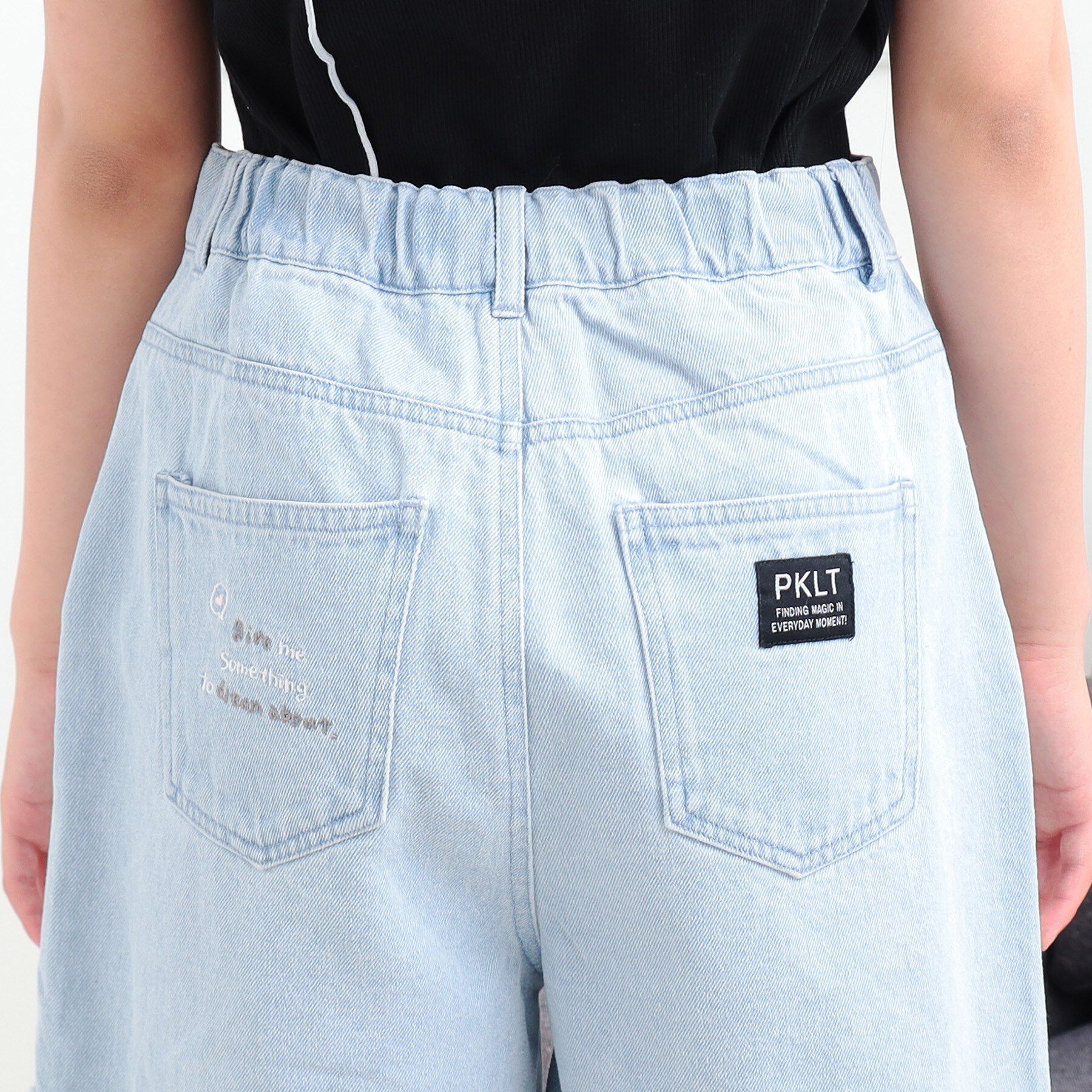 PINK-latte「らくがき刺繍フリンジショートパンツ」|キュロット|