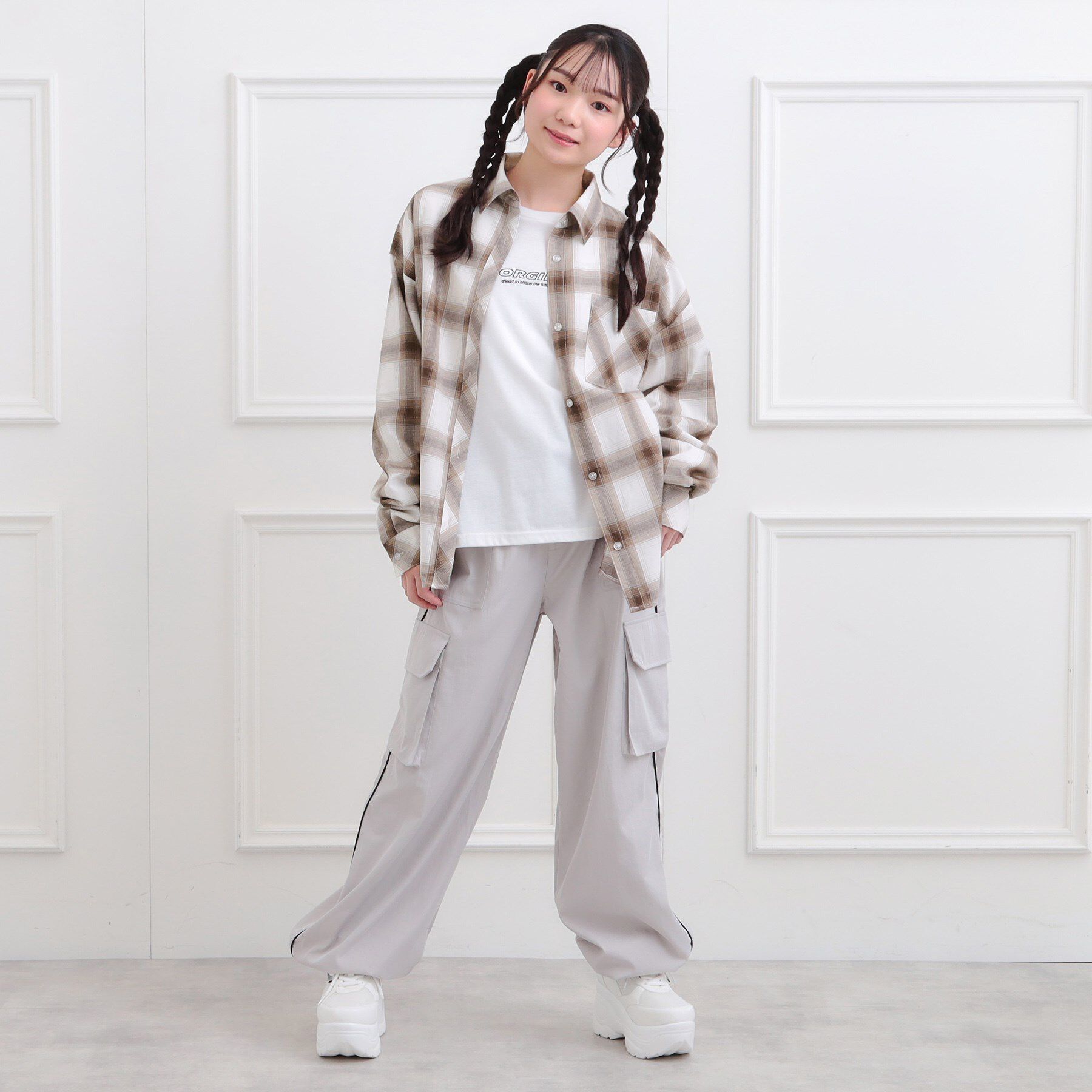 PINK-latte「ルーズチェックシャツ＋ロンT」|その他|