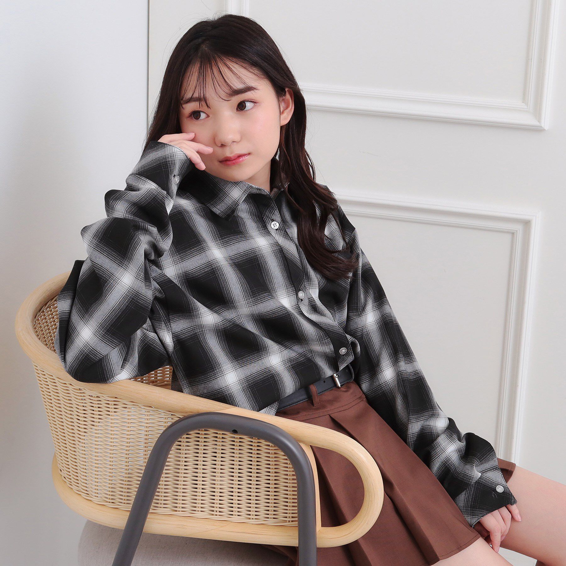 PINK-latte「ルーズチェックシャツ＋ロンT」|その他|