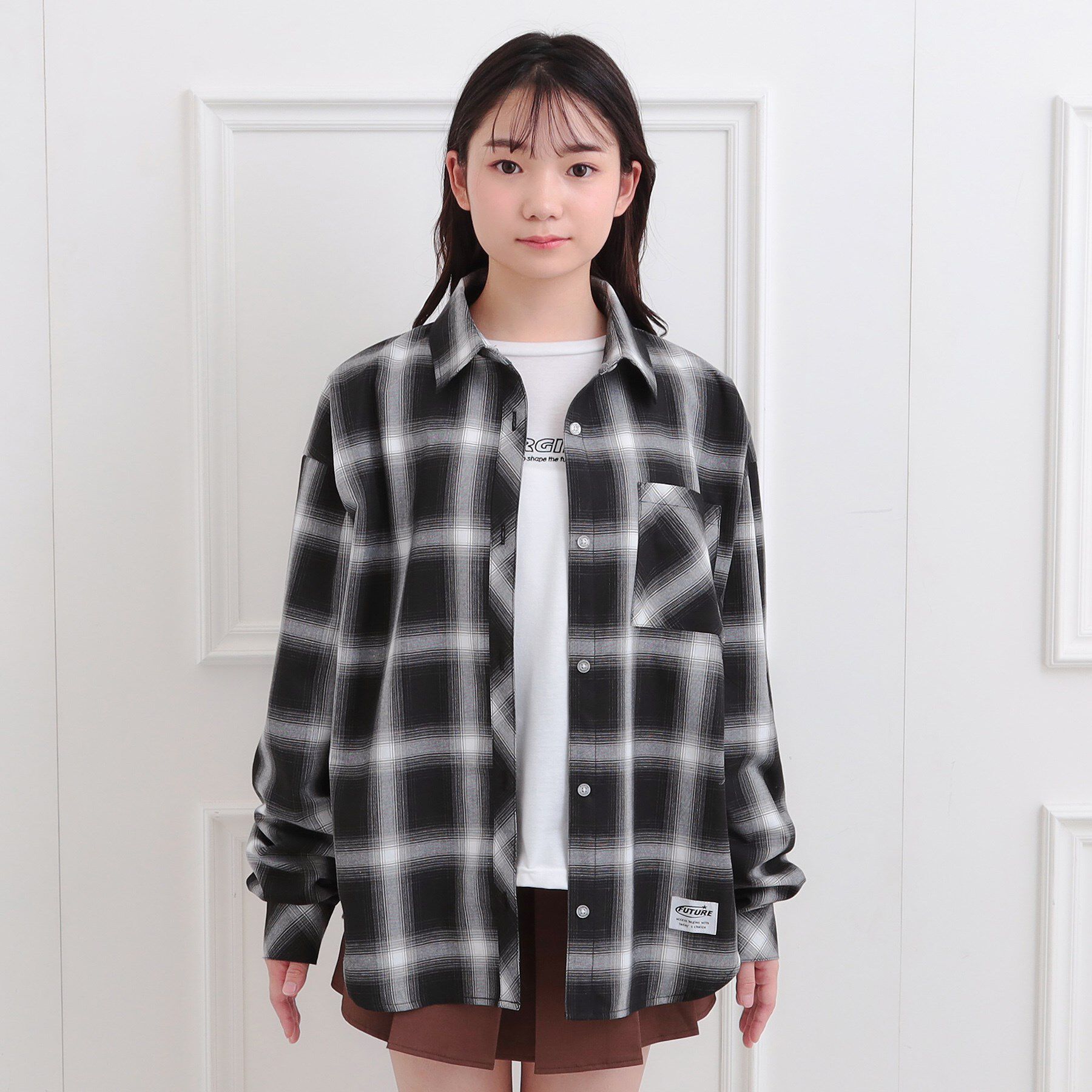 PINK-latte「ルーズチェックシャツ＋ロンT」|その他|