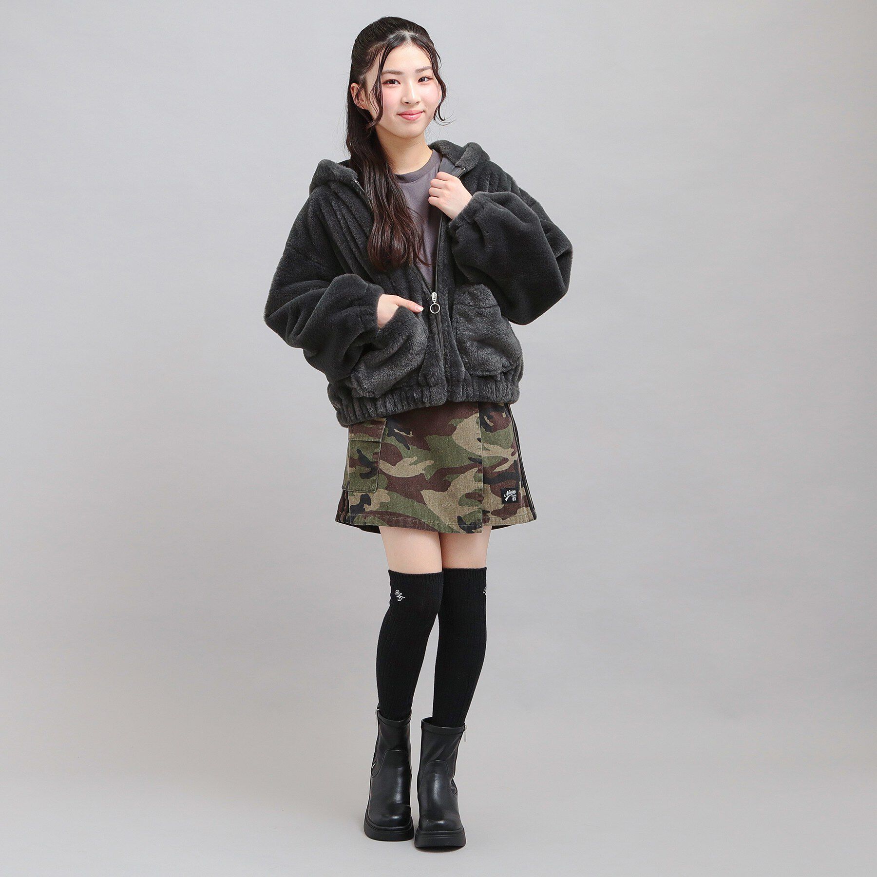 PINK-latte「耳付きフェイクファーブルゾン」|ブルゾン・スタジャン|