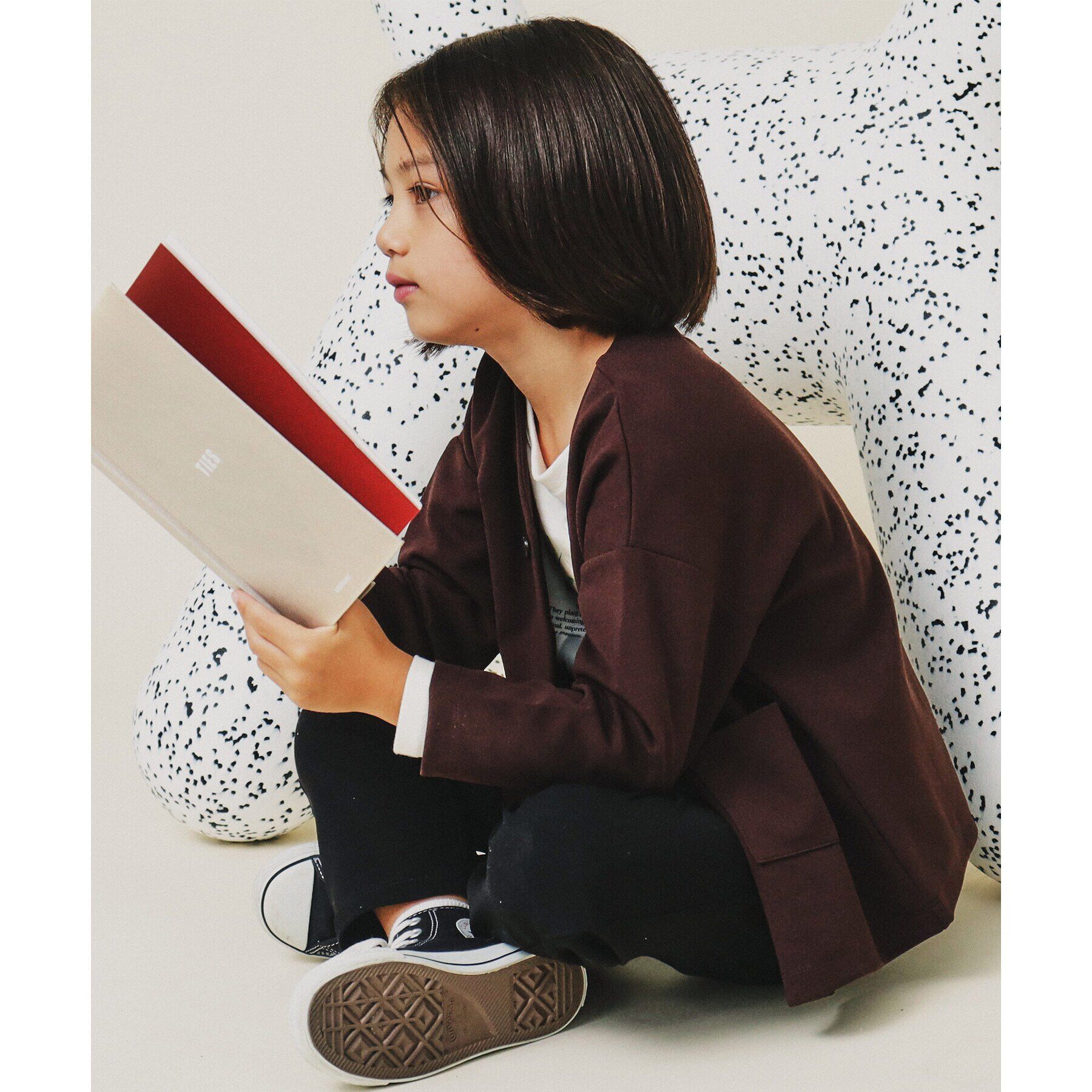 THE SHOP TK「【120－160】カットジョーゼットジャケット/セットアップ可・洗濯機OK」|カーディガン|