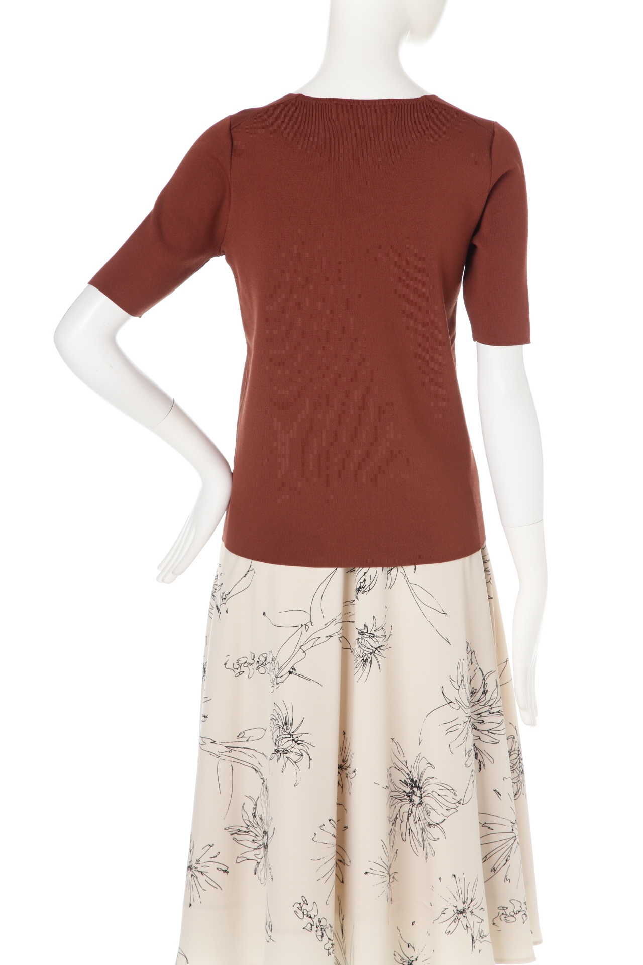  「総針Vネック5分袖ニット」|ニット・セーター|