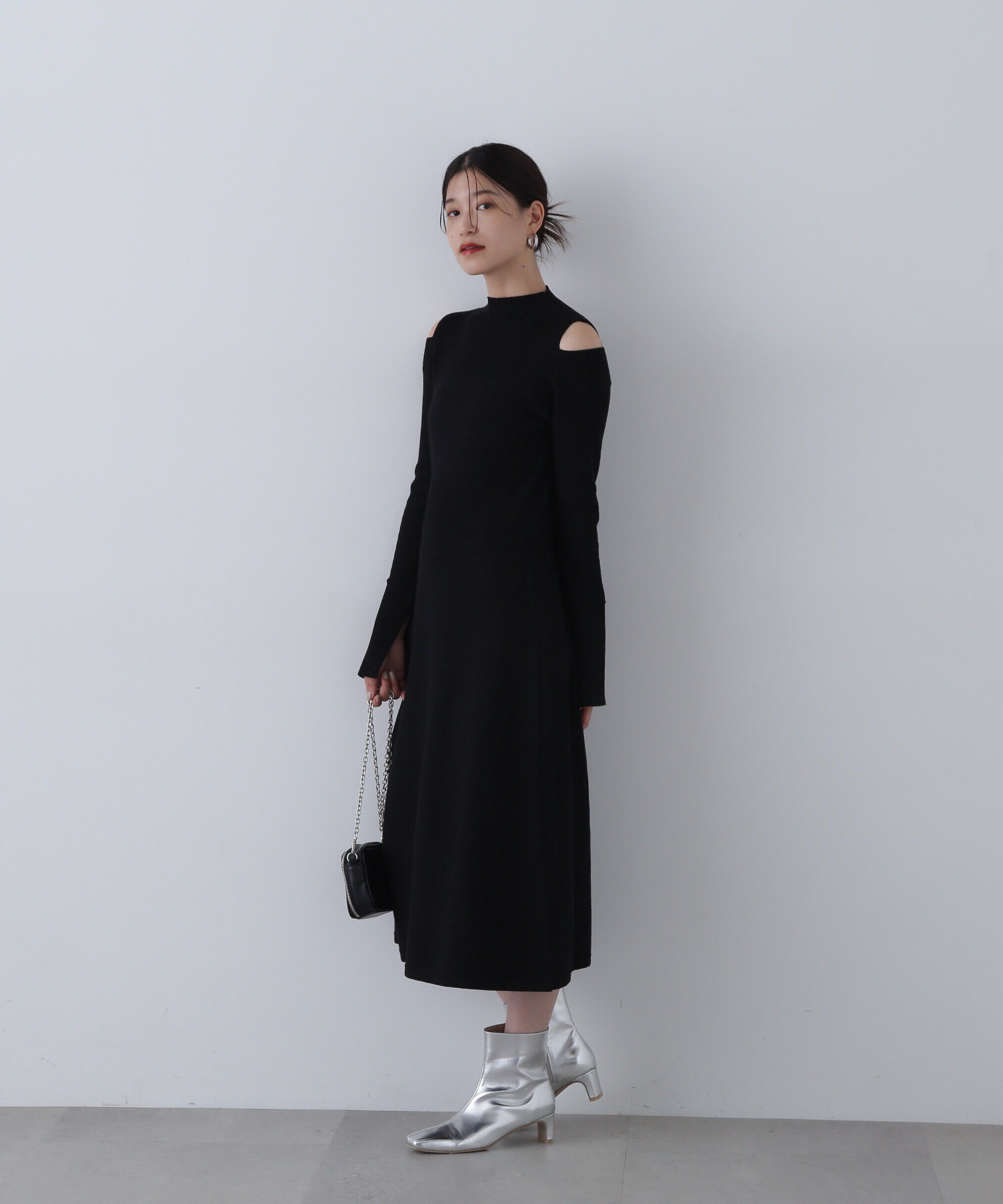  「コールドショルダーニットワンピース」|ワンピース|