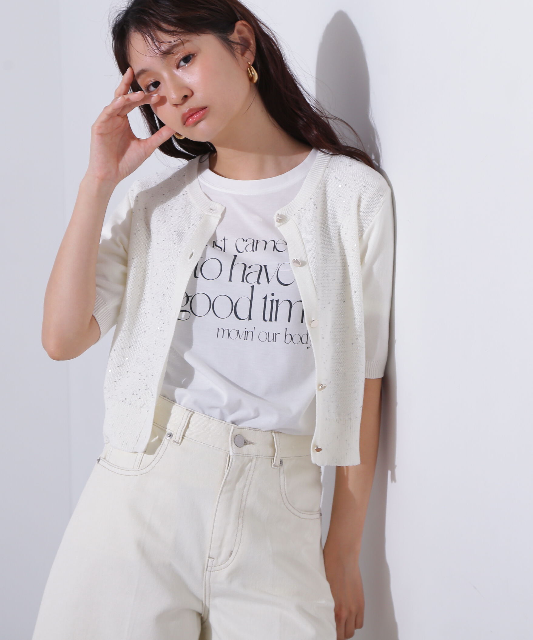  「スパンコールショートカーディガン」|ニット・セーター|