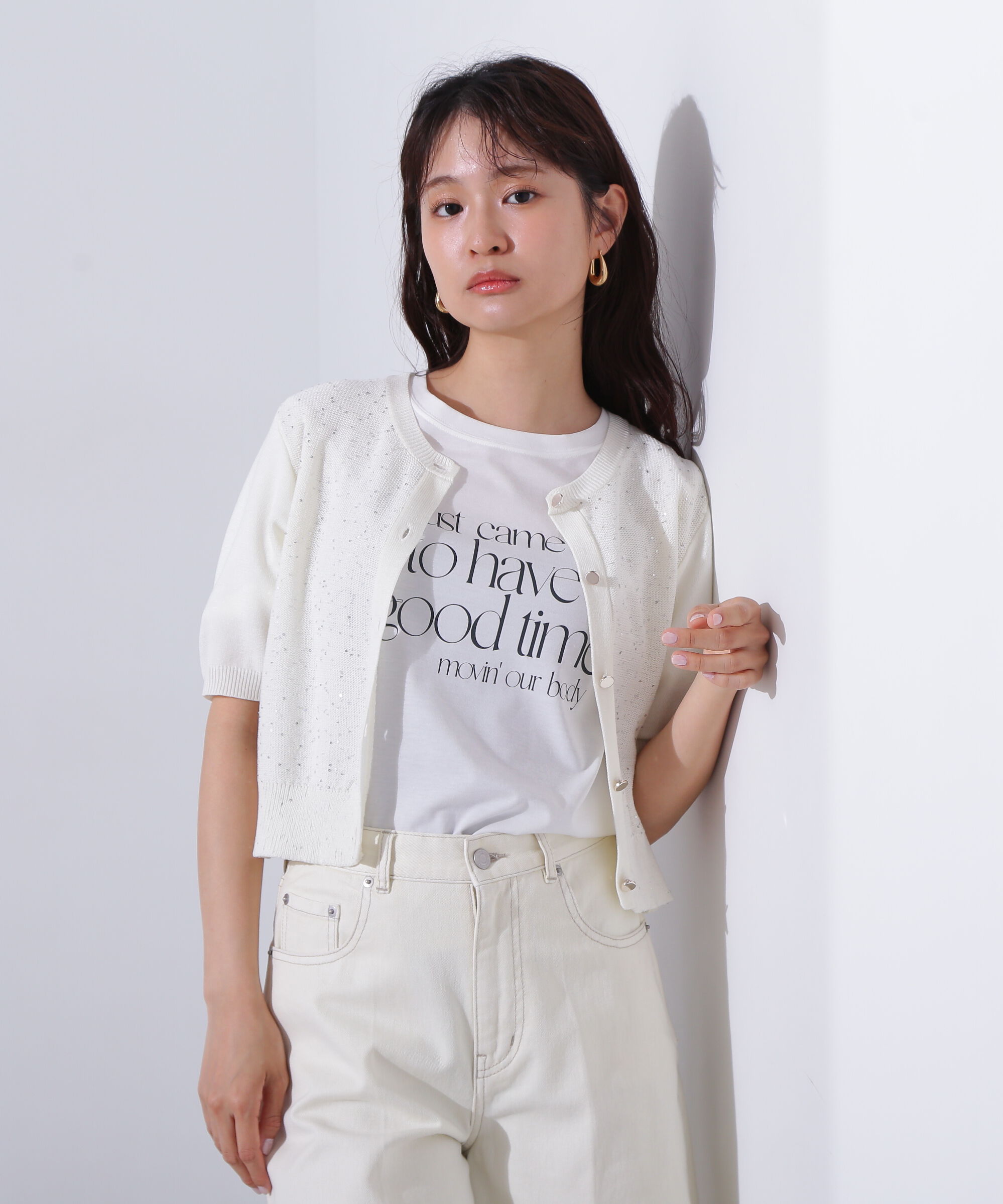  「スパンコールショートカーディガン」|ニット・セーター|