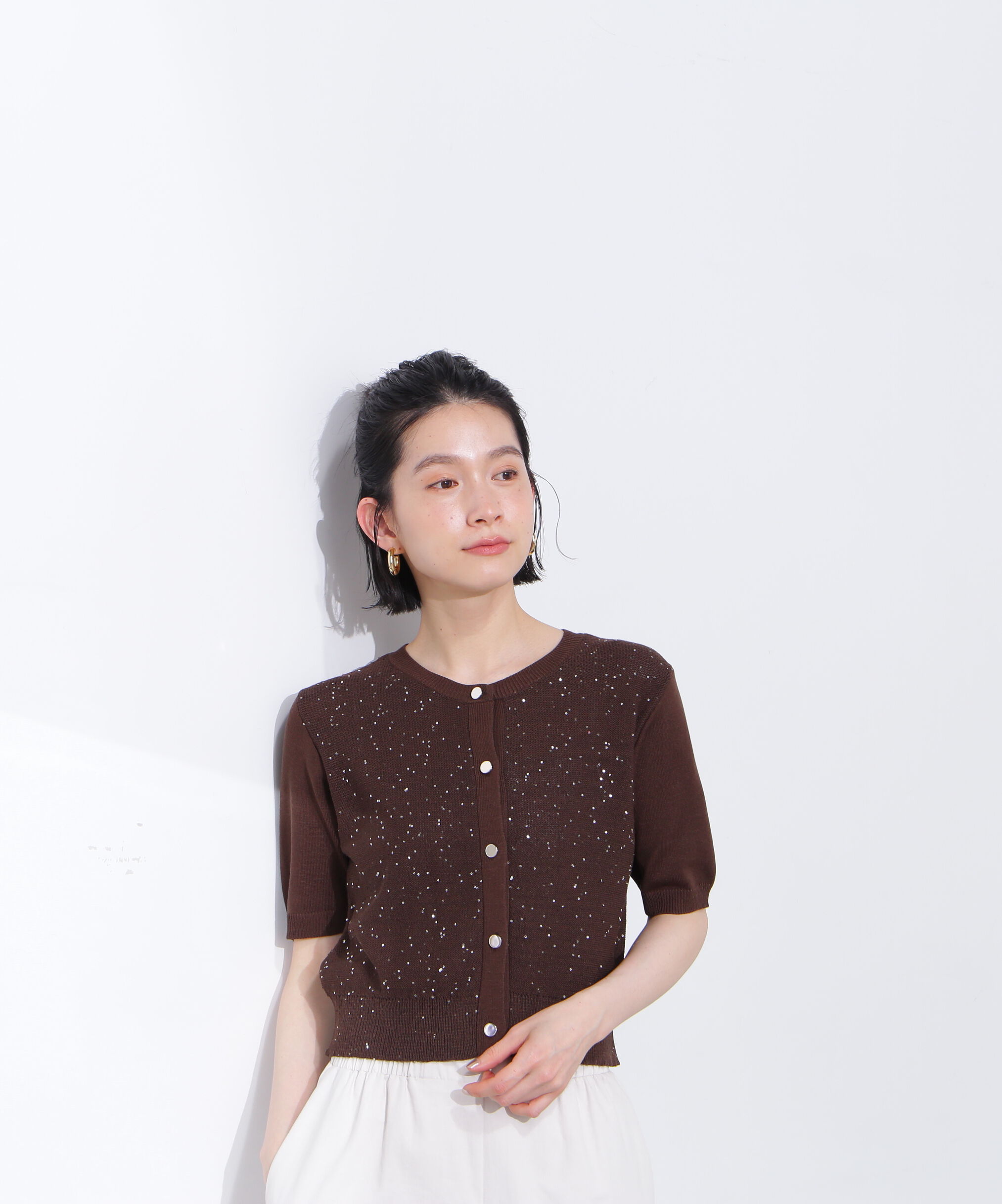  「スパンコールショートカーディガン」|ニット・セーター|