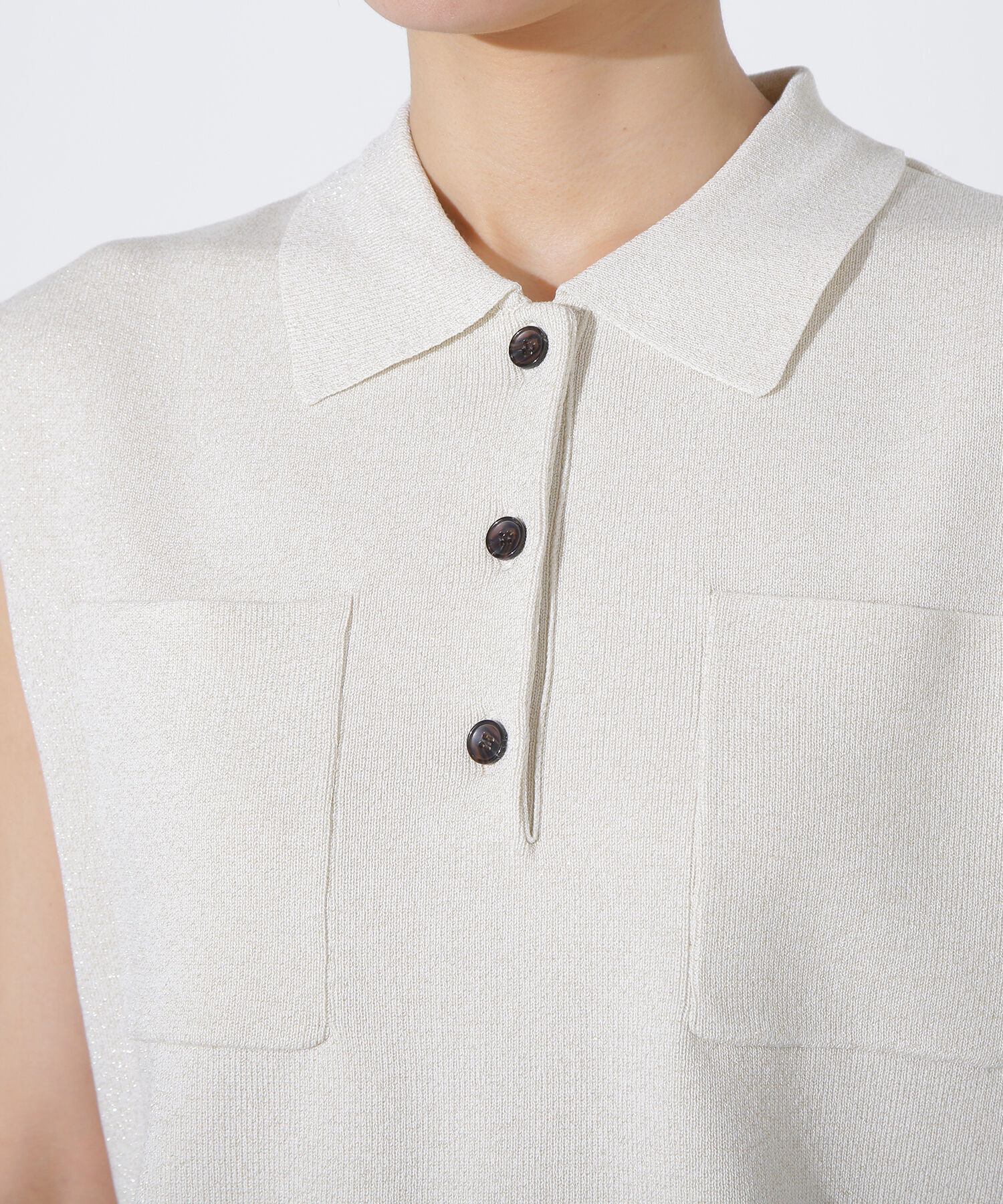  「ラメ混ポロエリニット」|ニット・セーター|