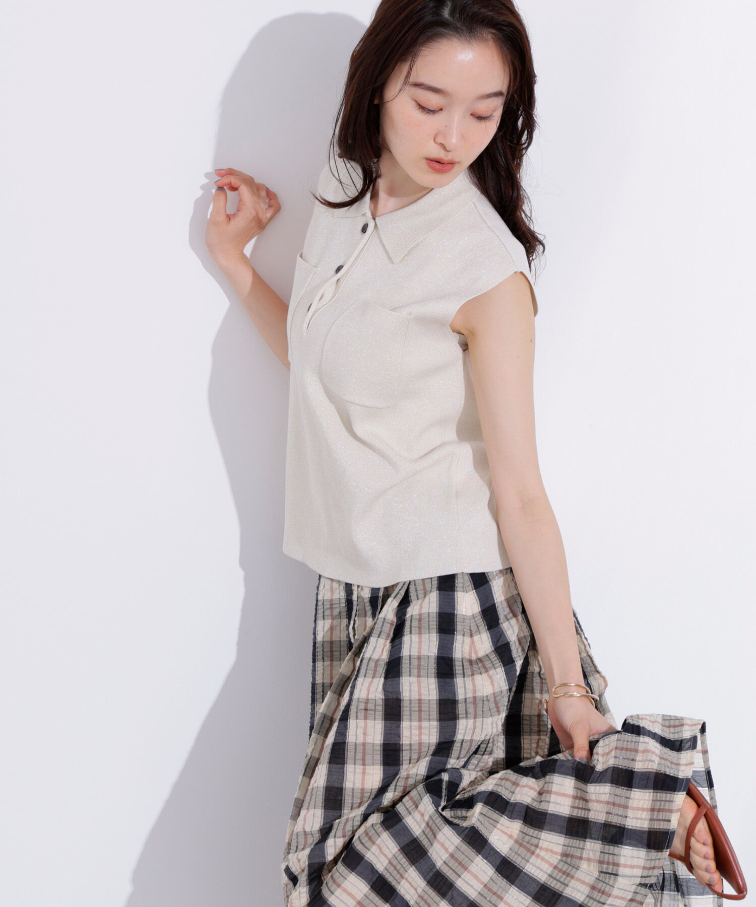  「ラメ混ポロエリニット」|ニット・セーター|