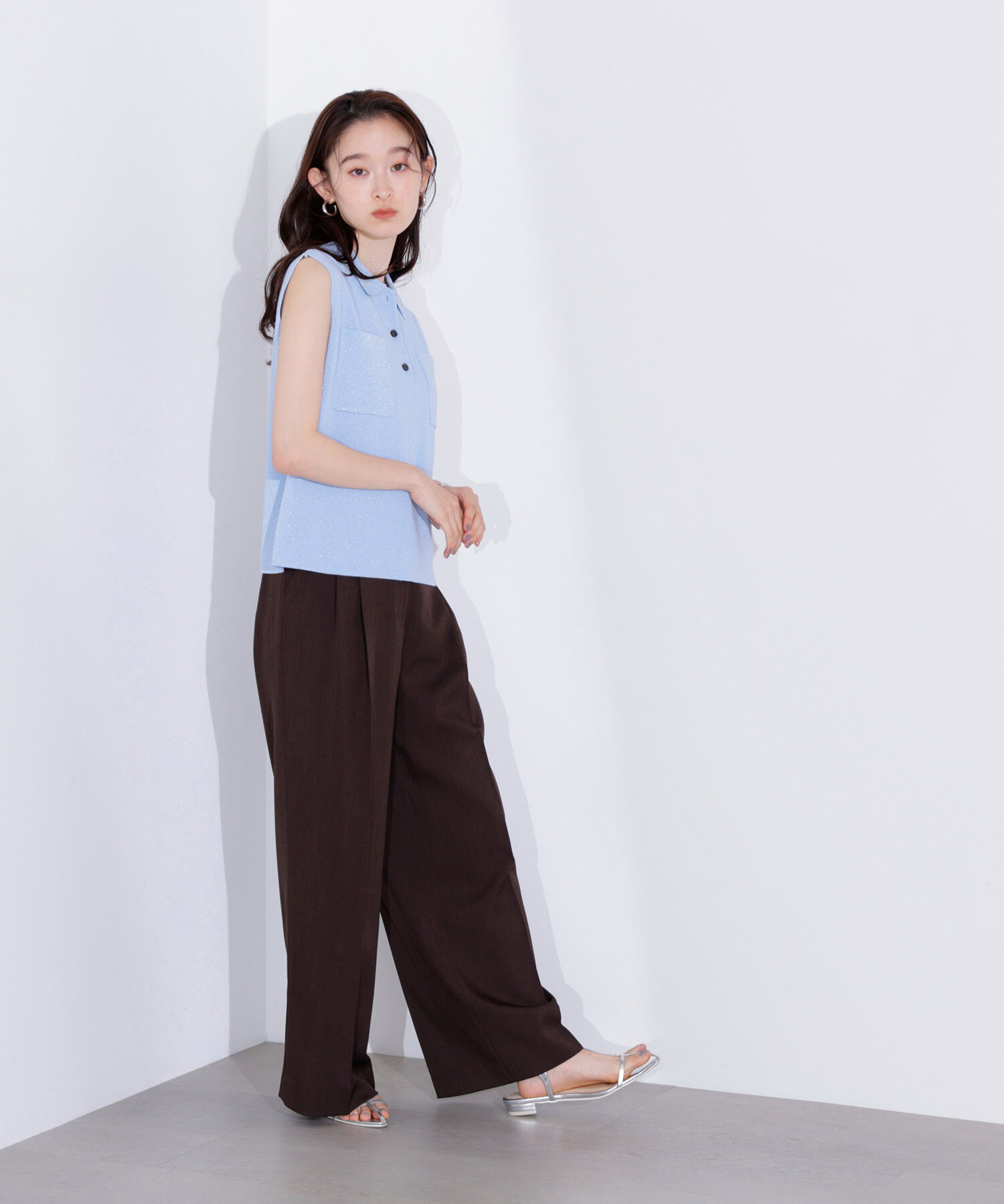  「ラメ混ポロエリニット」|ニット・セーター|