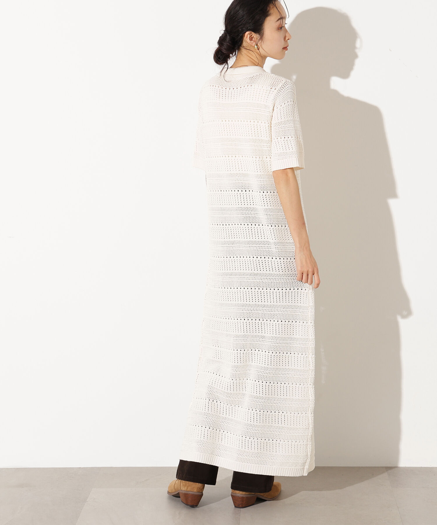  「透かし編みポロニットワンピース」|スカート|