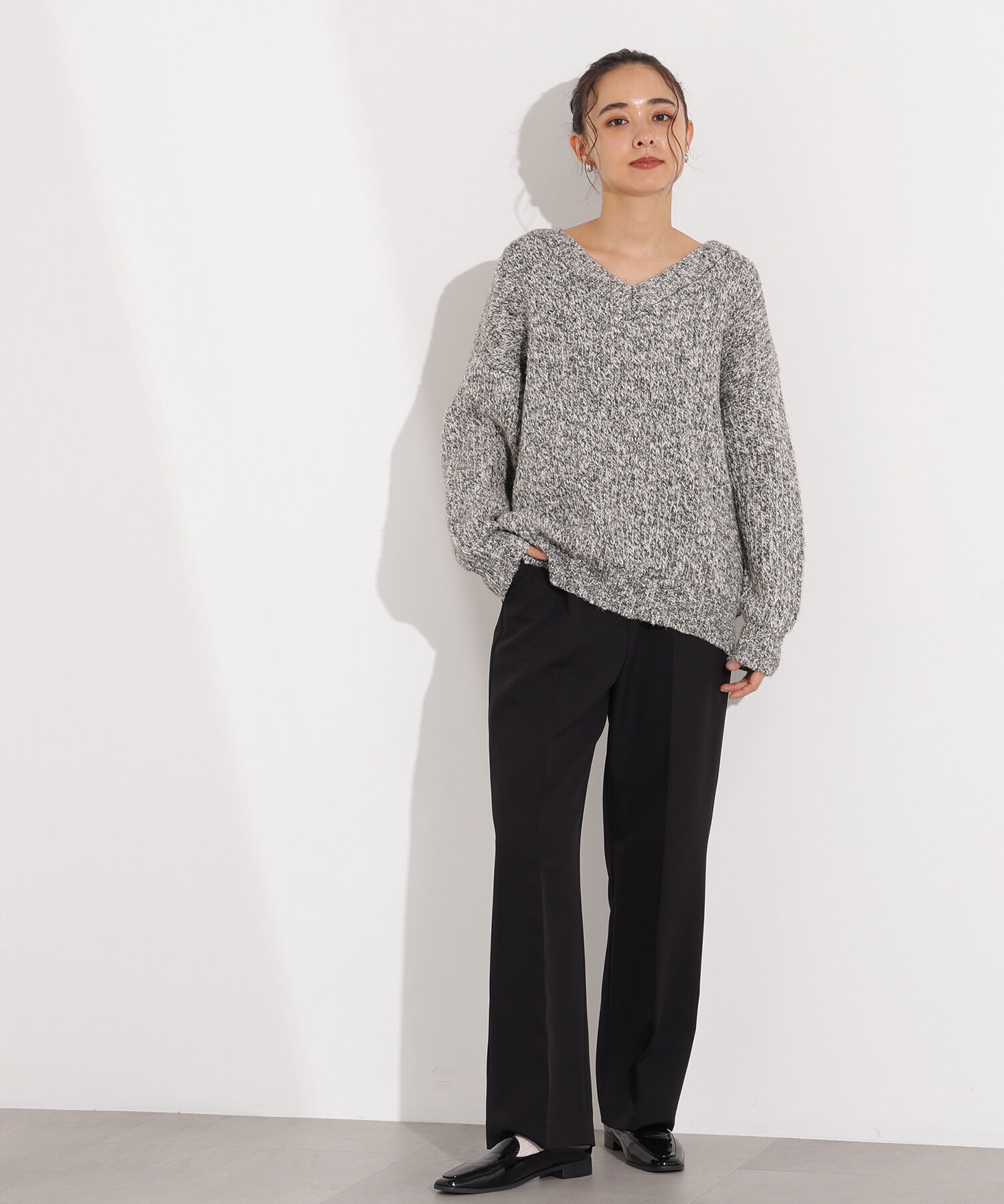  「メランジVネックニット」|ニット・セーター|