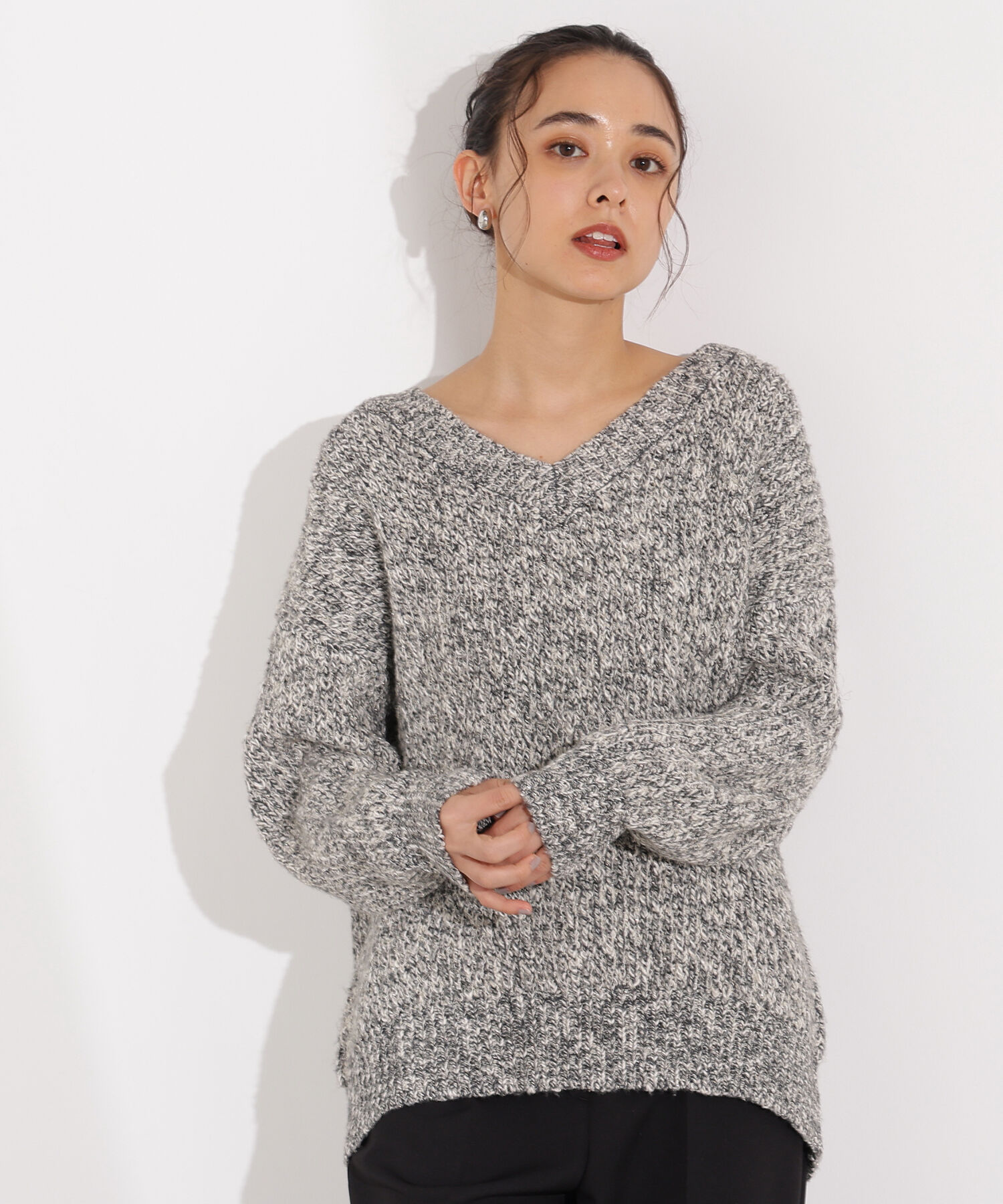  「メランジVネックニット」|ニット・セーター|