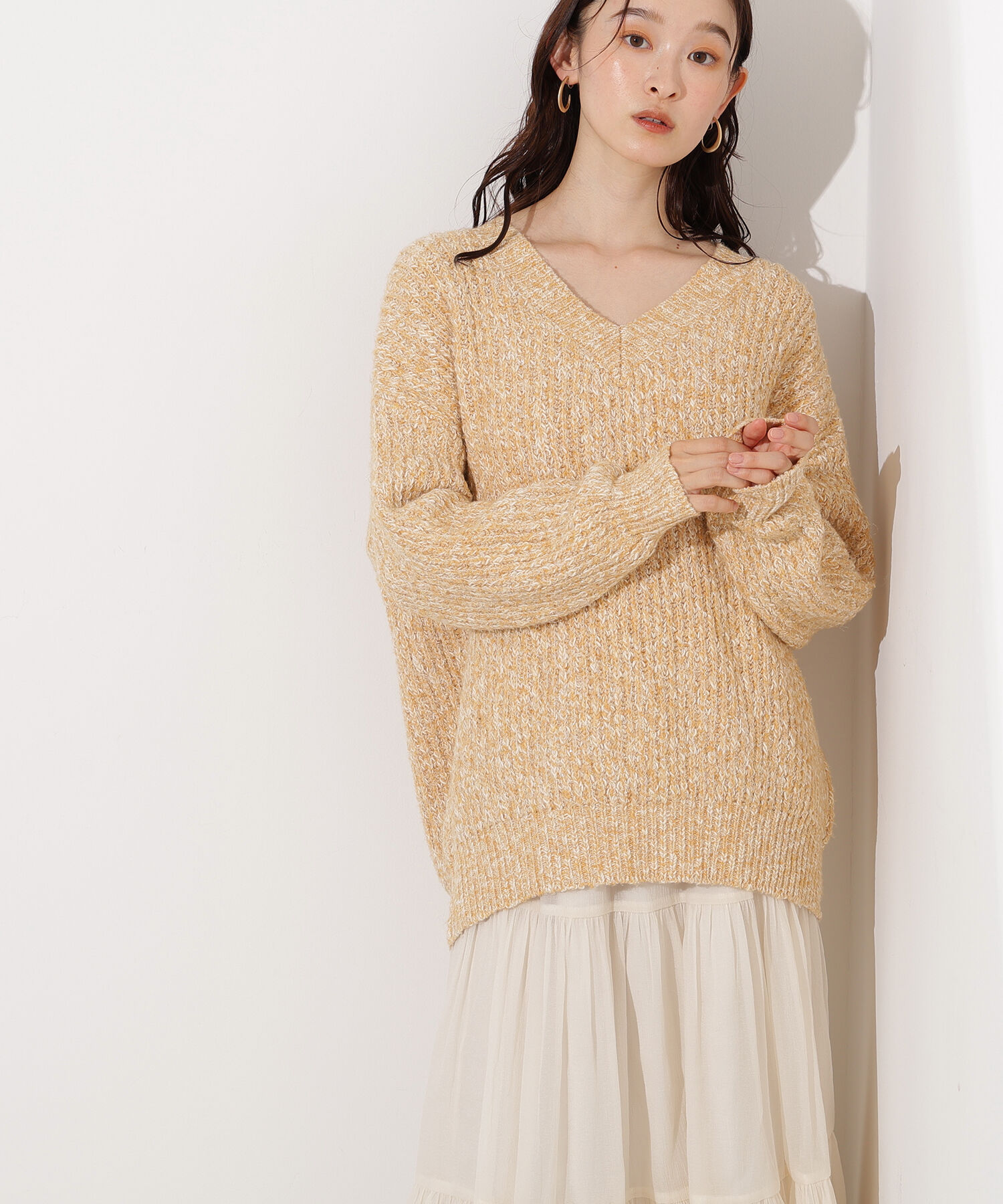  「メランジVネックニット」|ニット・セーター|