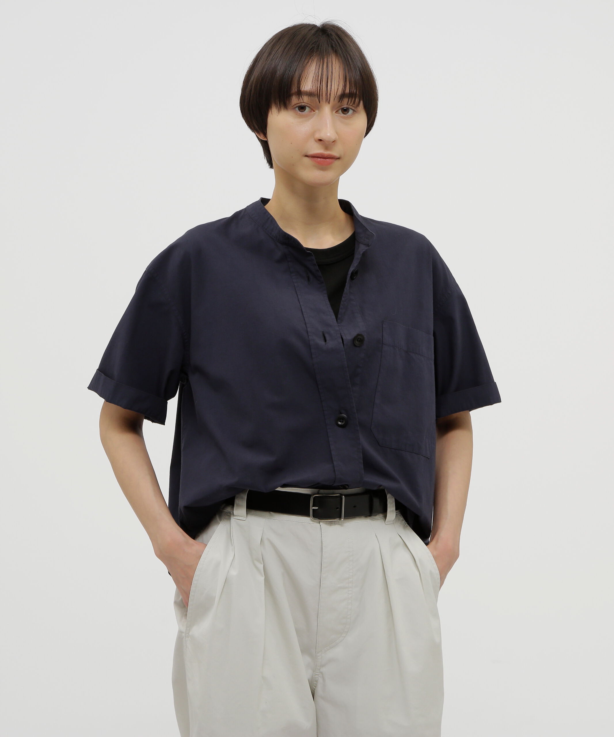 MHL.「ORGANIC COTTON SHIRTING SHIRT」|シャツ・ブラウス|NAVY