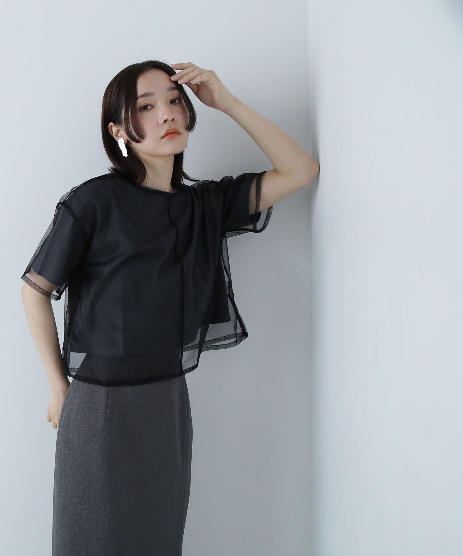  「チュールレイヤードカットソー」|Tシャツ・カットソー|