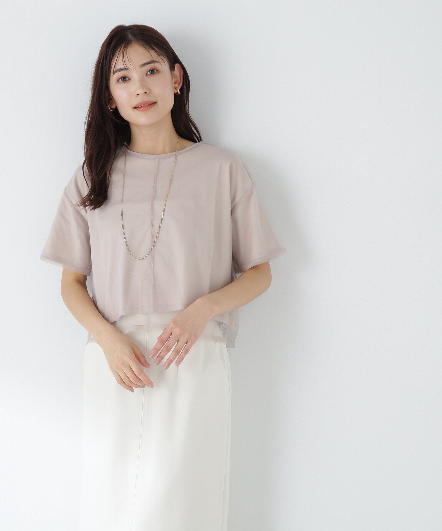  「チュールレイヤードカットソー」|Tシャツ・カットソー|