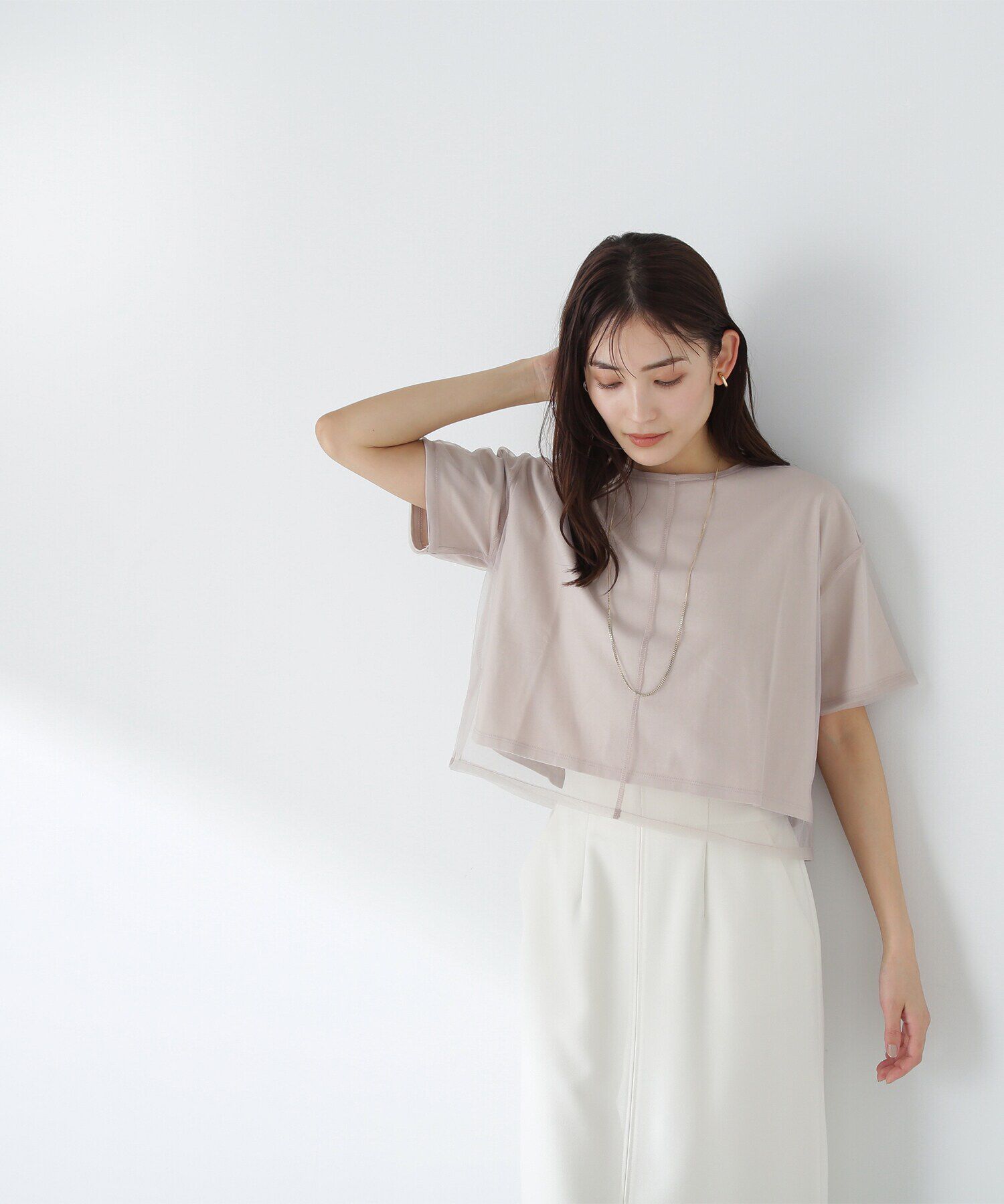  「チュールレイヤードカットソー」|Tシャツ・カットソー|